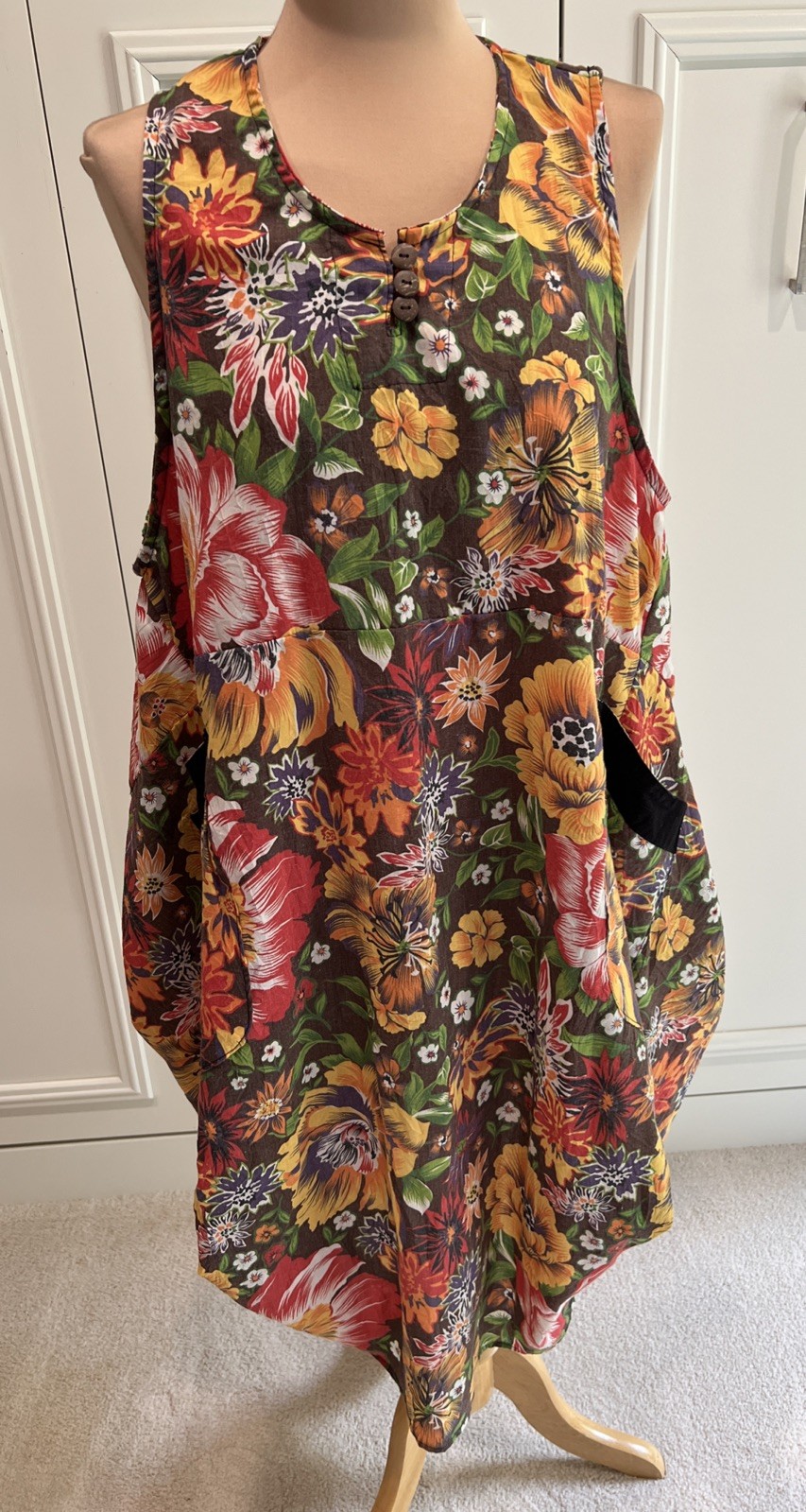 Ruby Street Australia Brown Multi Color Floral Sleeveless Dress Free Size Boho