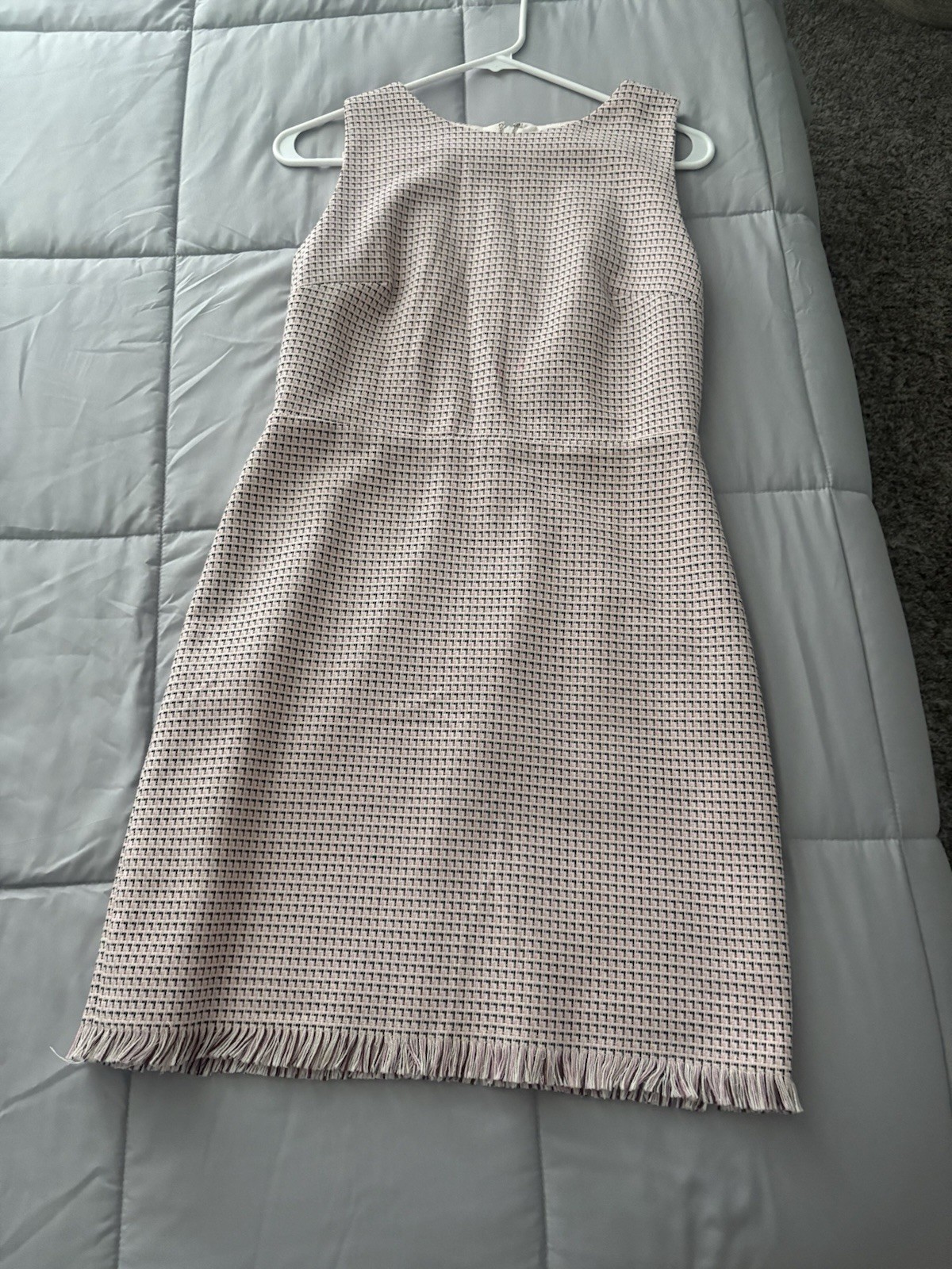 Loft Sleeveless Sheath Dress Womens 6P Plaid Pink White Black Lined Checker