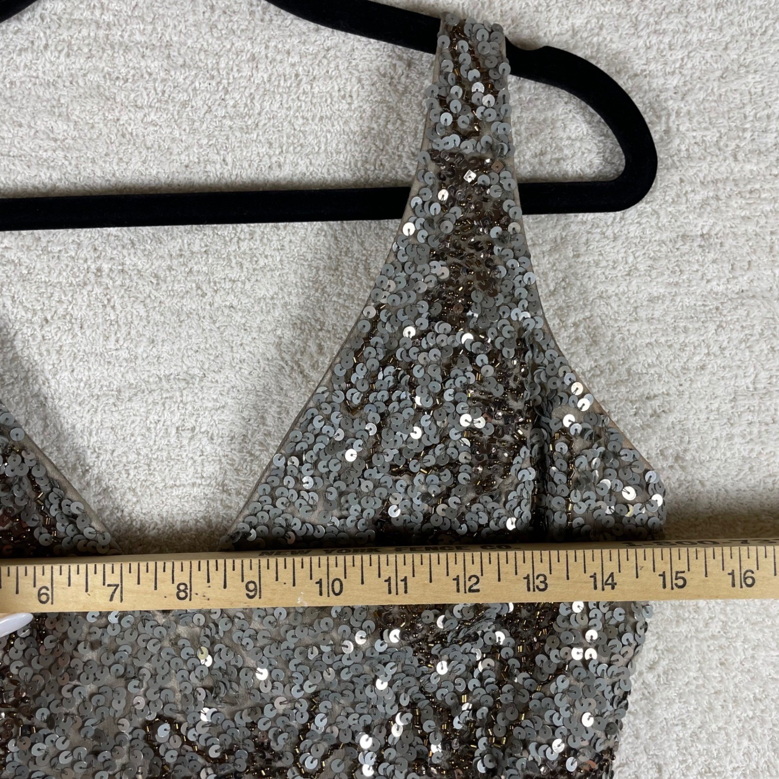 scala 100% silk sequin beaded mini cocktail dress 4 v-neck formal occasion party