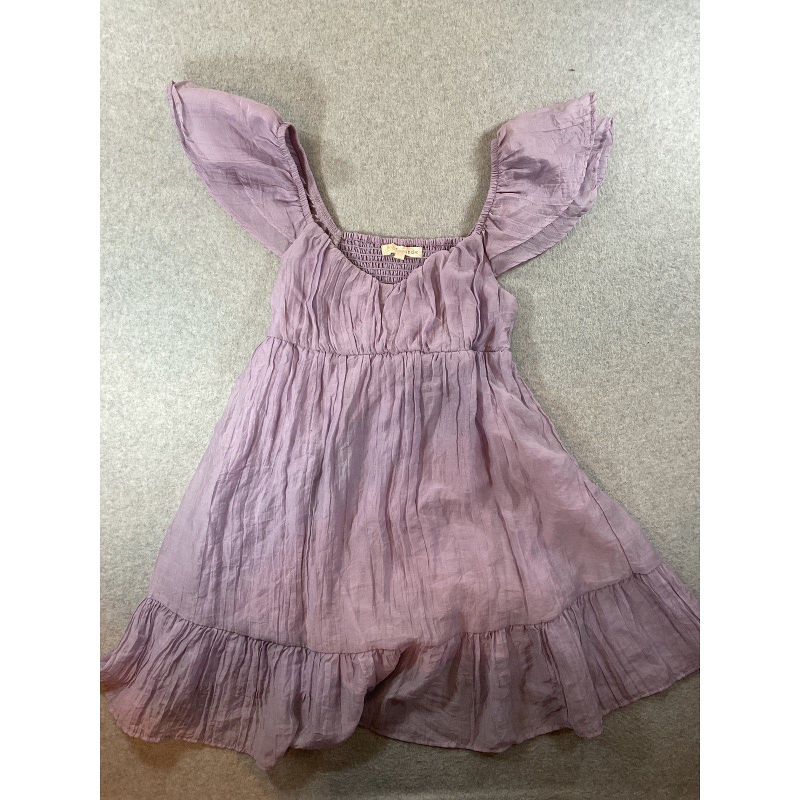 Rewind Lavender Purple Flutter Sleeve Ruffle Mini Dress NKD5703TCV Medium 1250