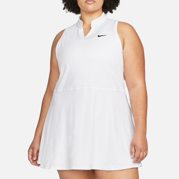 Nike Court Victory Womens Sz 2X Slim Fit Dri-Fit Athletic Tennis Dress White