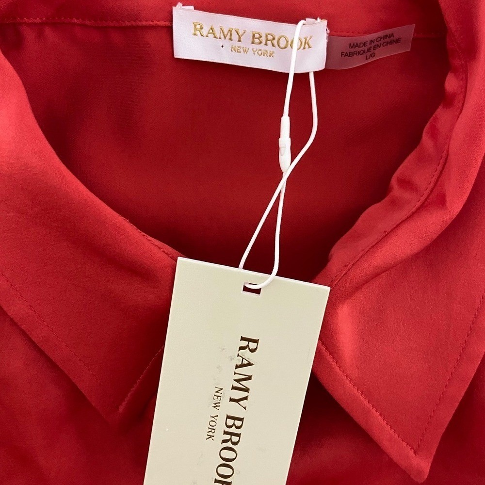 Ramy Brook NEW Vlada Satin Cargo Mini Grenadine Utility Dress Drawstring Waist L