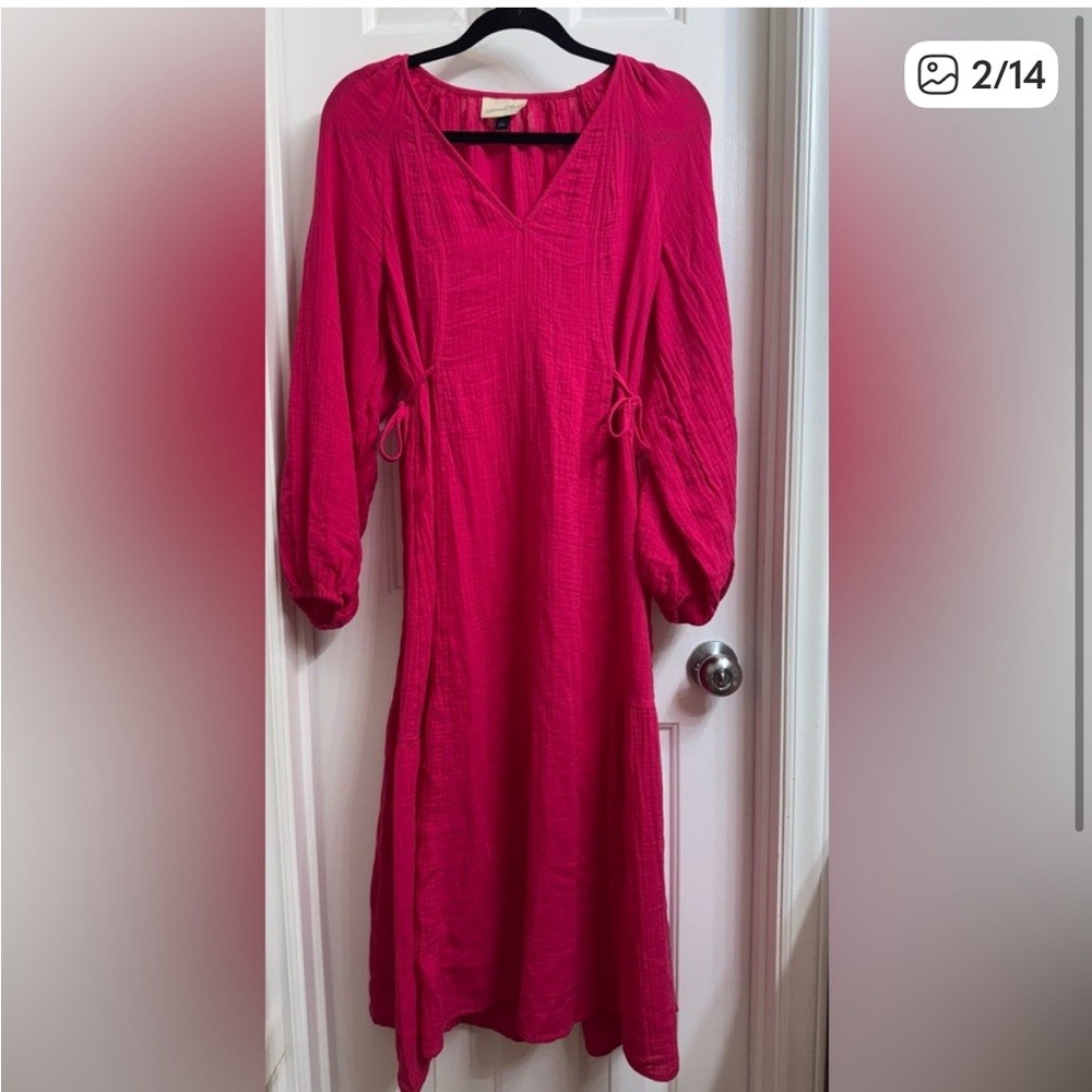Women’s Balloon Long Sleeve Midi A-Line Dress – Universal Thread 100% COTTON