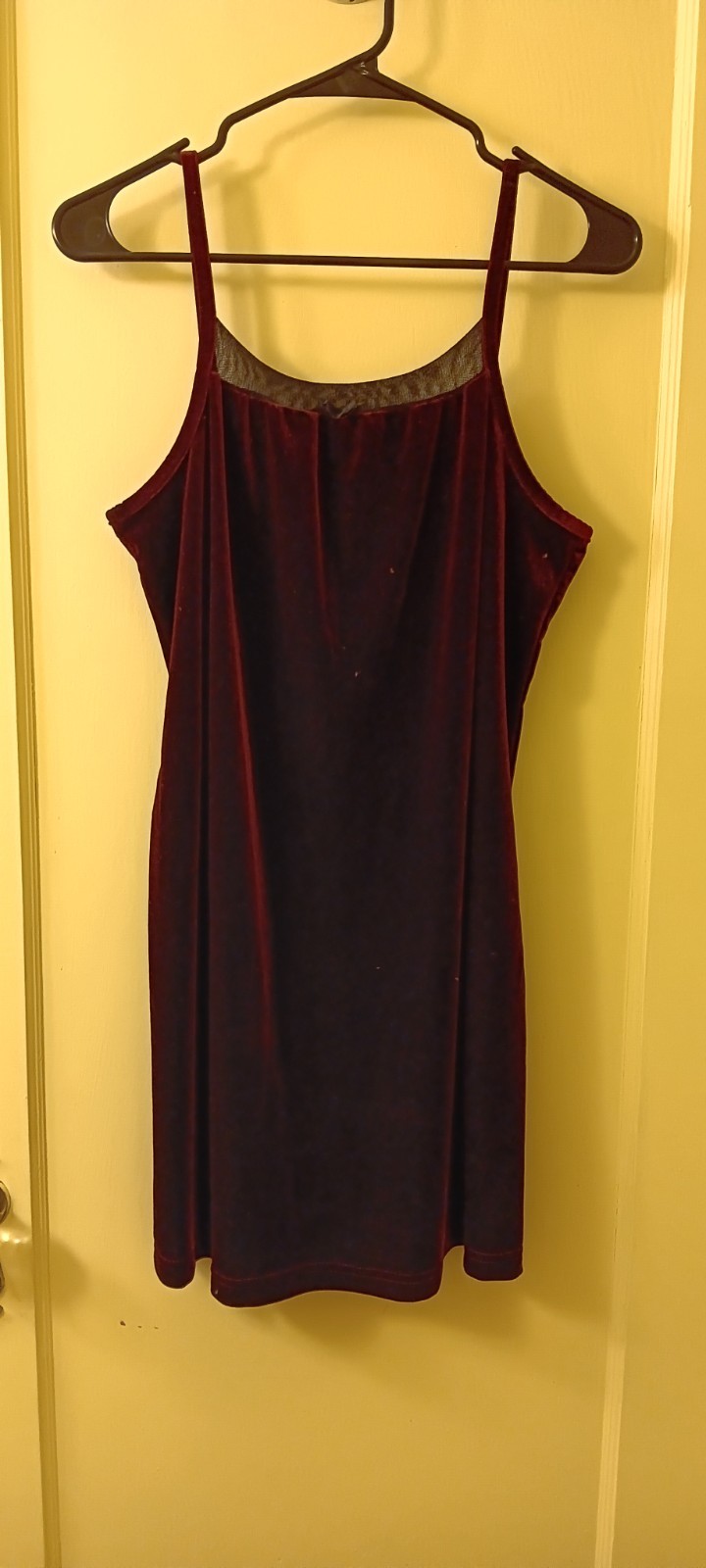 Vintage 90s Central Park West Burgundy Velvet Slip Dress USA