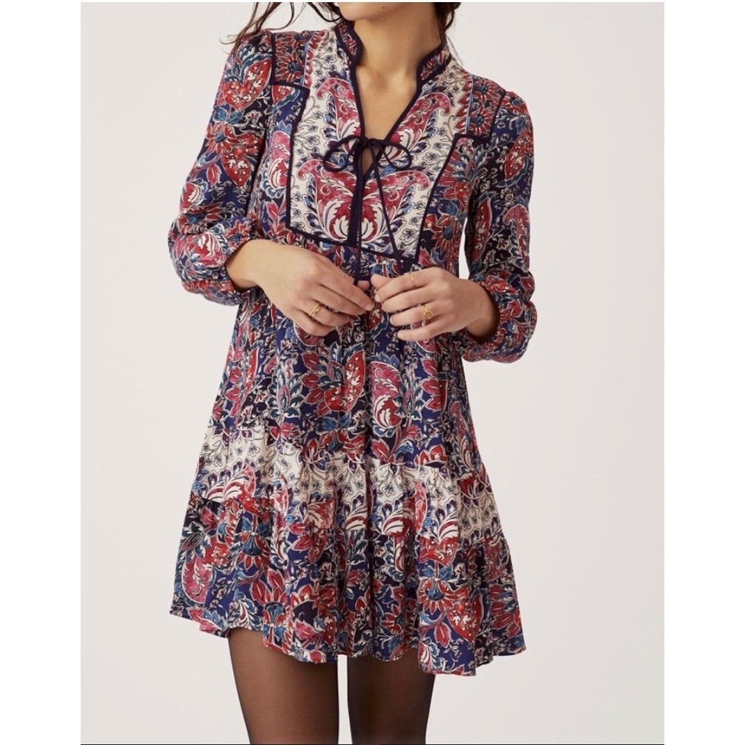 Anthropologie Spliced Tunic Dress Small Folkloric Boho Cottgecore FLAWED