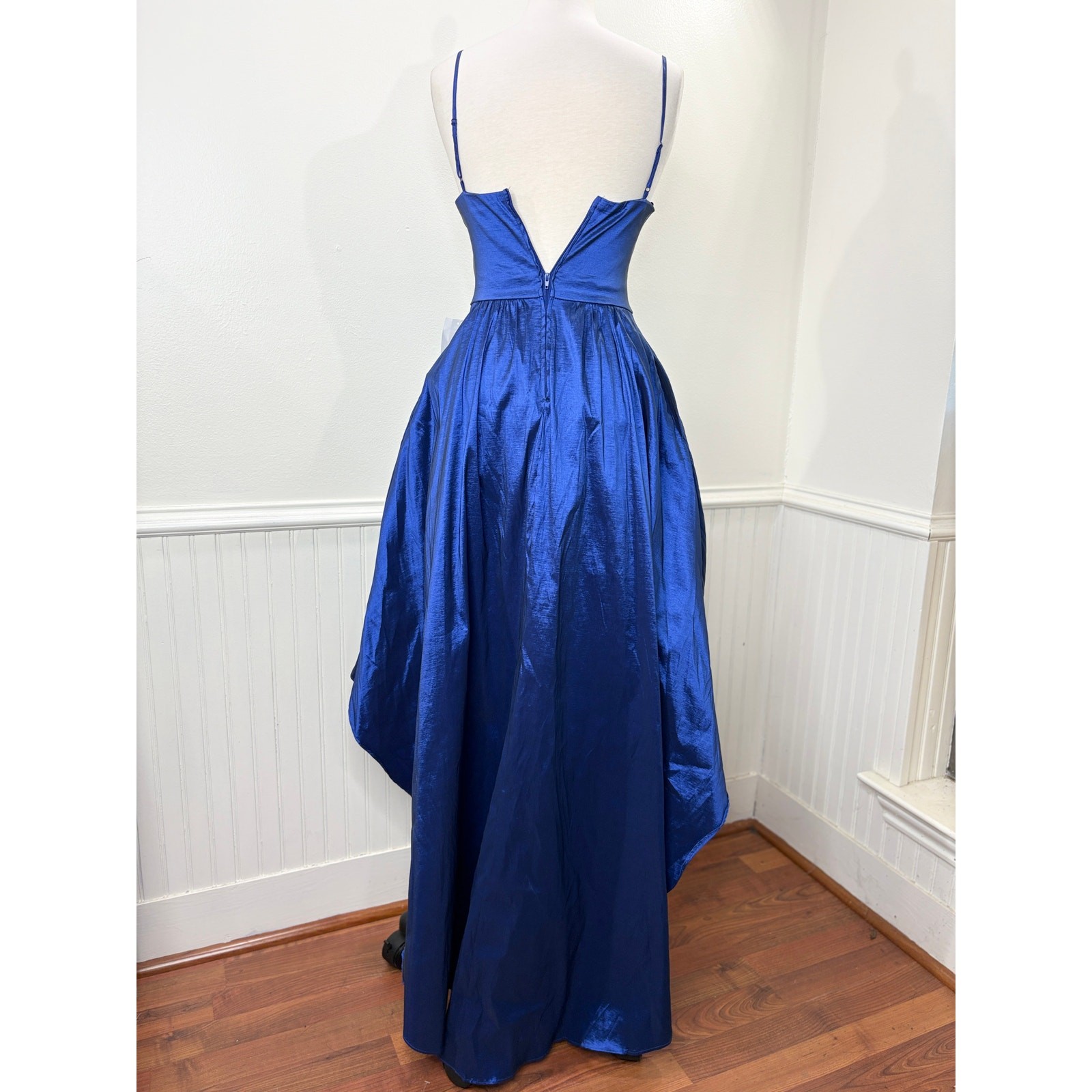 B Darlin Size 5/6 Dress Cocktail Hoco Prom Vintage Hi-Low Princess Taffeta Blue