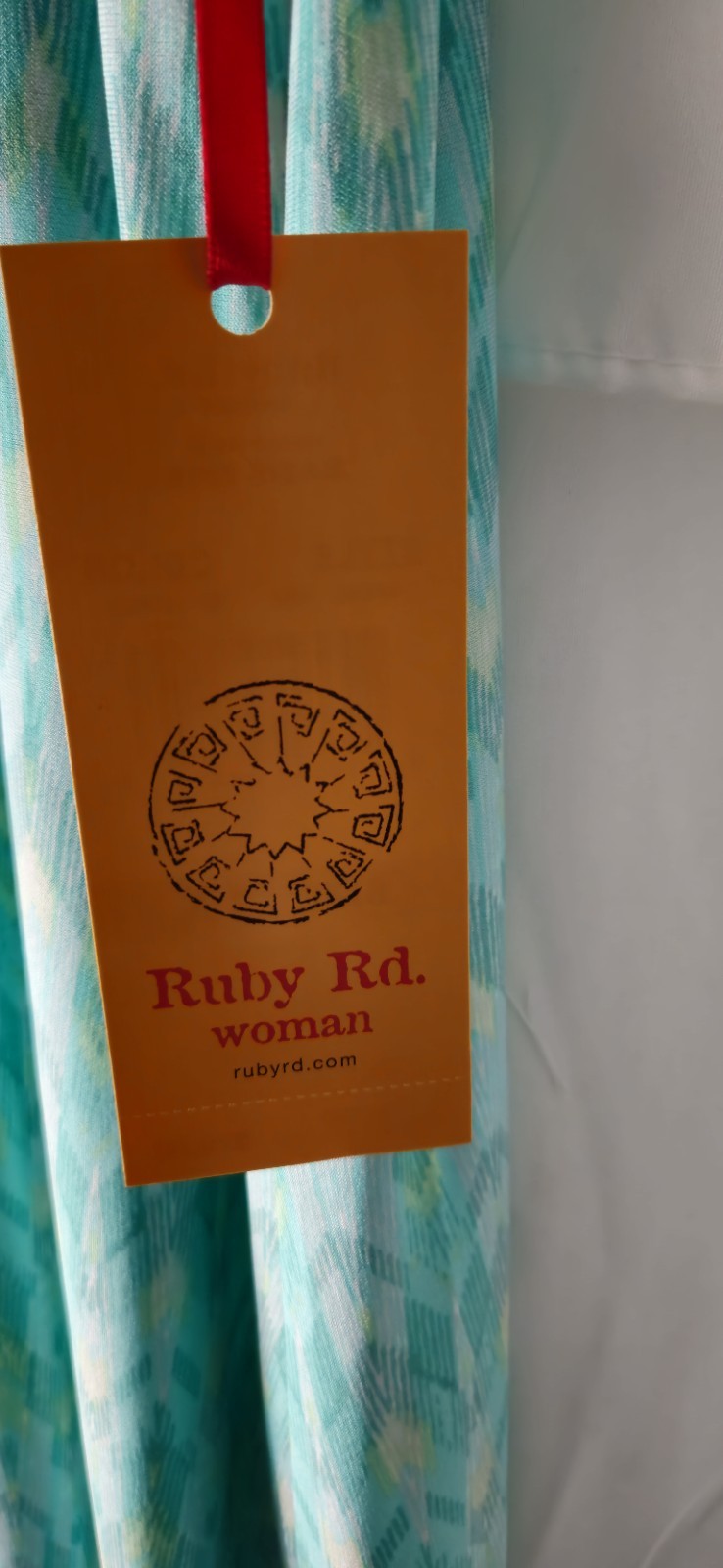 Ruby Road Women’s 1X Bead Accented MAXI DRESS , Shades Of teal on White,NWT
