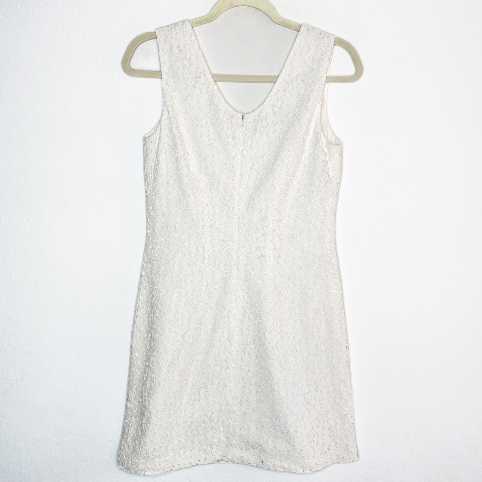 Cacharel Sleeveless Floral Embroidered Lace Crochet Mini Sheath Dress 6