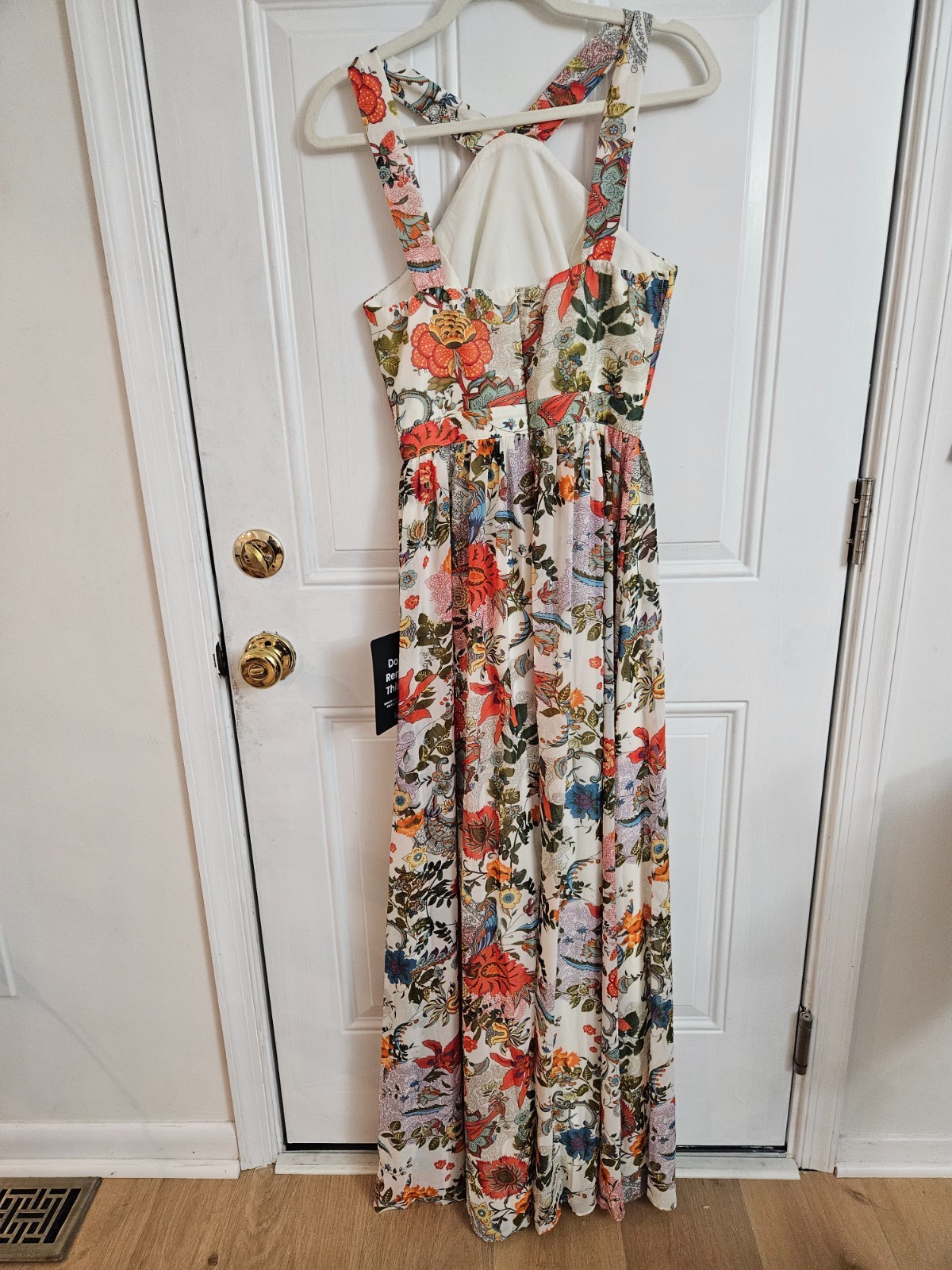 NWT Lulus Lilja Blue&Cream Floral Print Maxi Dress Size Small Classic