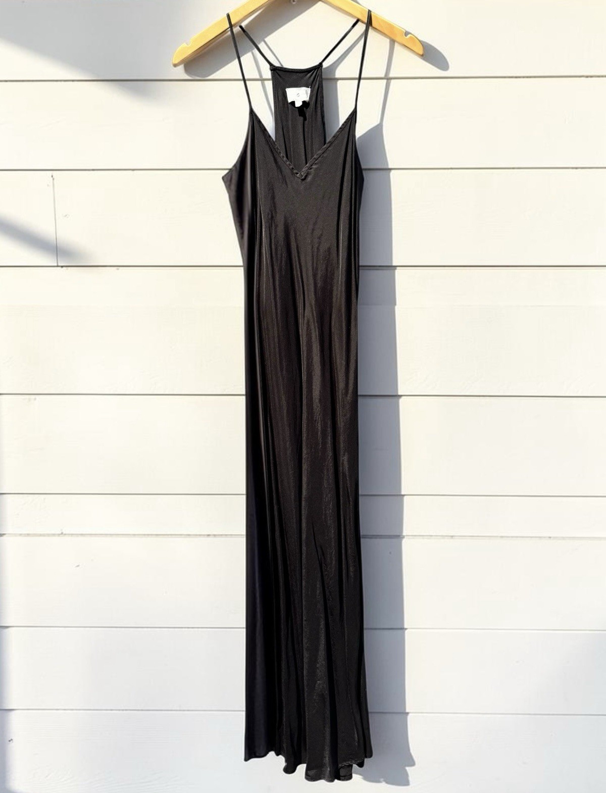 Lou & Grey Black Solid V-Neck Strappy Sleeveless Maxi Dress Long Size L