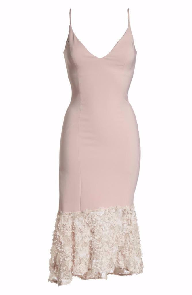 NEW Maria Bianca Nero BLUSH Milly LACE Hi-Lo HEM Flounce SHEATH Slip DRESS 0