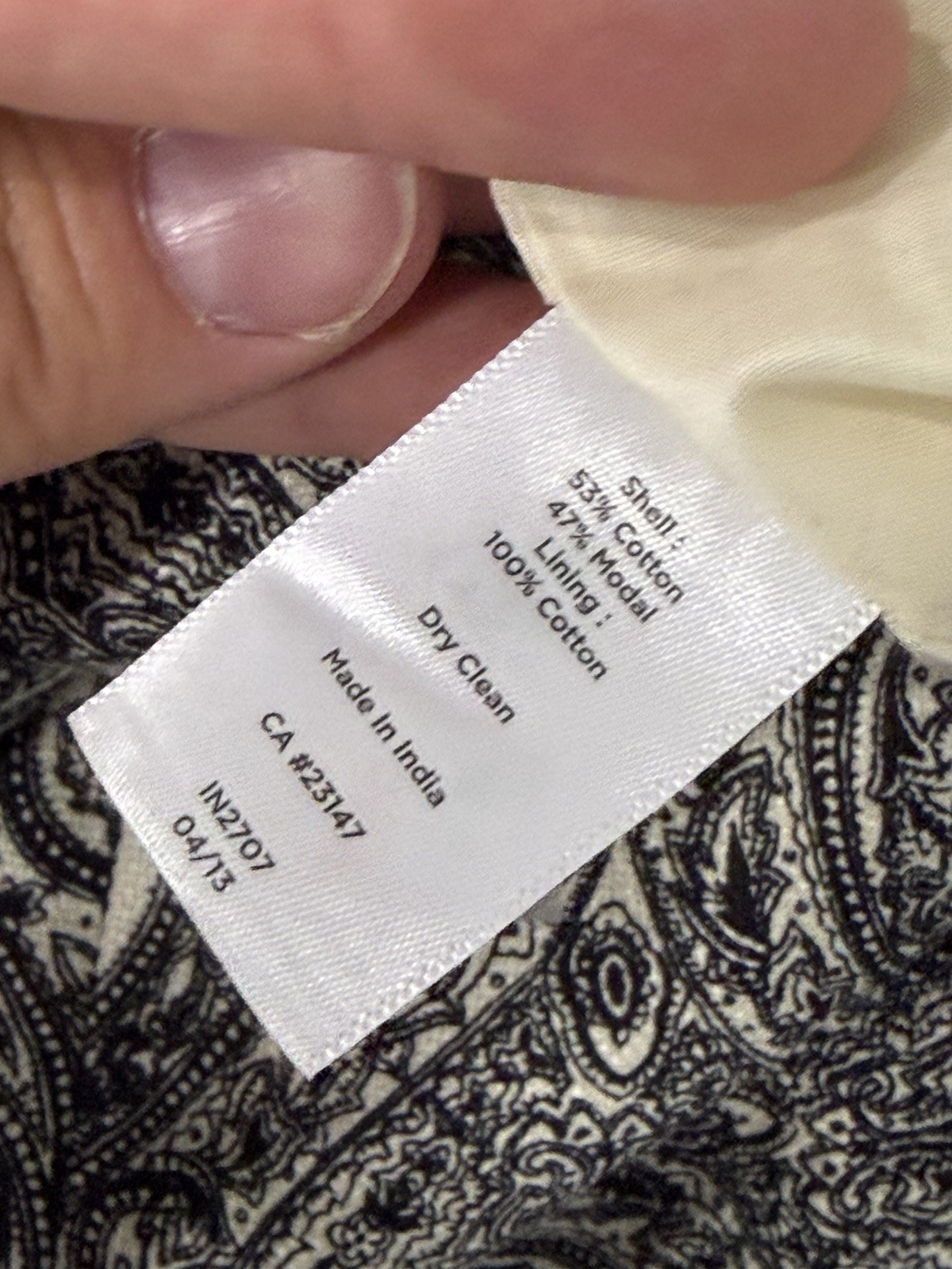 Talbots NEW $139 Sz 14P Cotton Ble Sheath Shift Dress Lined Paisley Black White