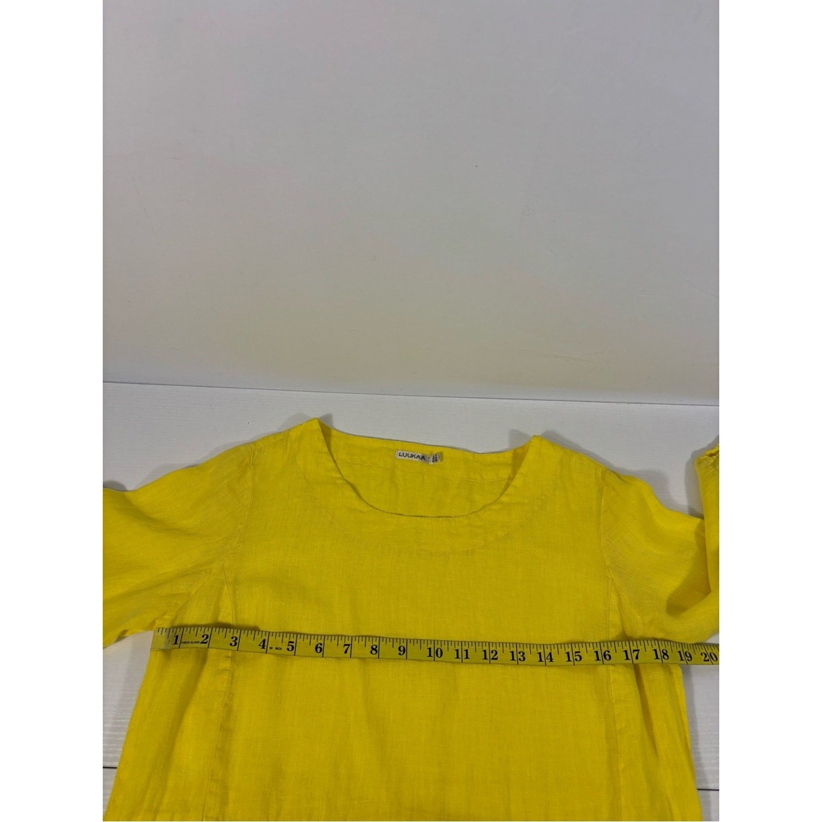 Luukaa Yellow Linen Balloon Pocket Midi Dress Lagenlook Art to Wear Size 12