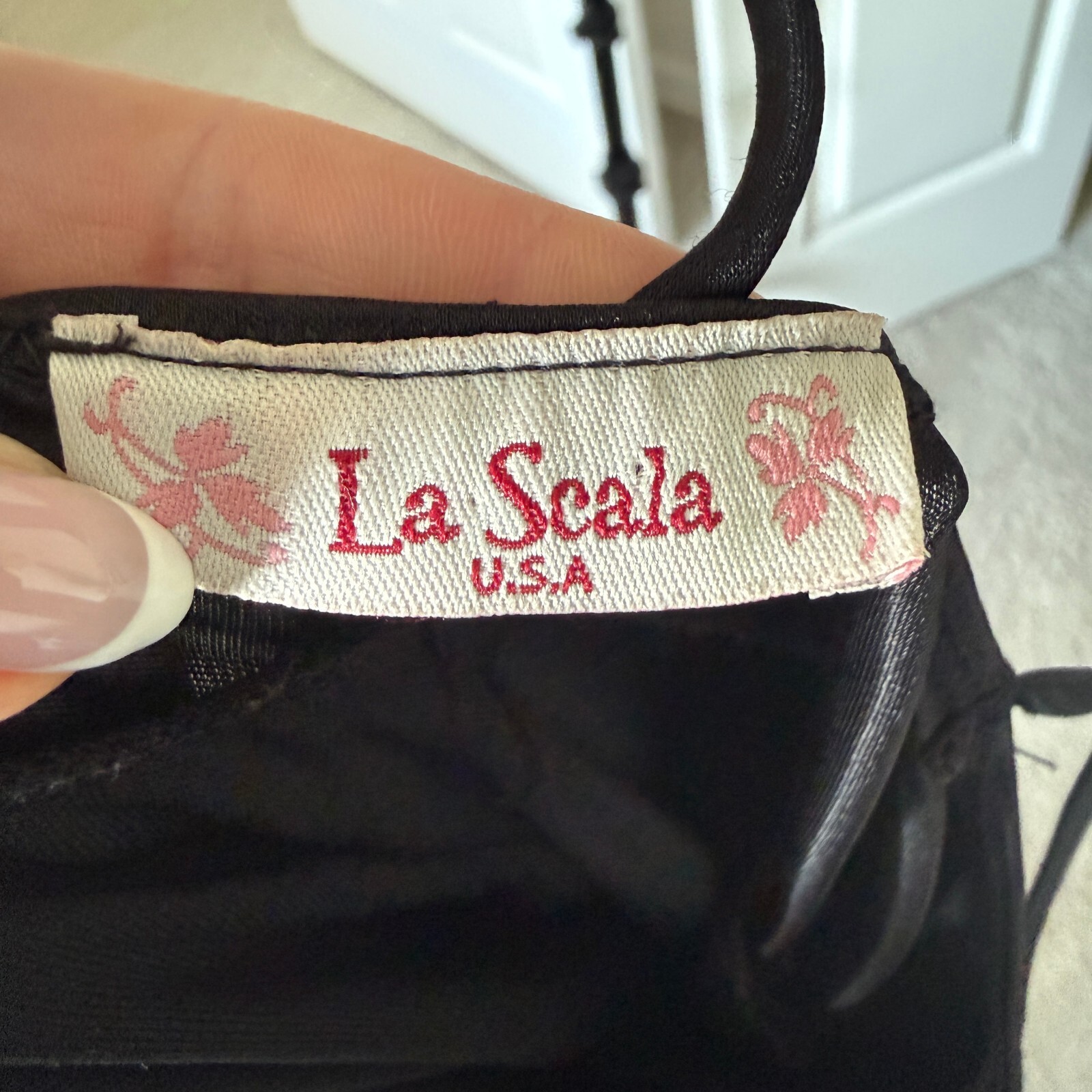 La Scala USA Y2K Era 2000s Romantic Bubble Hem Black Mini Dress