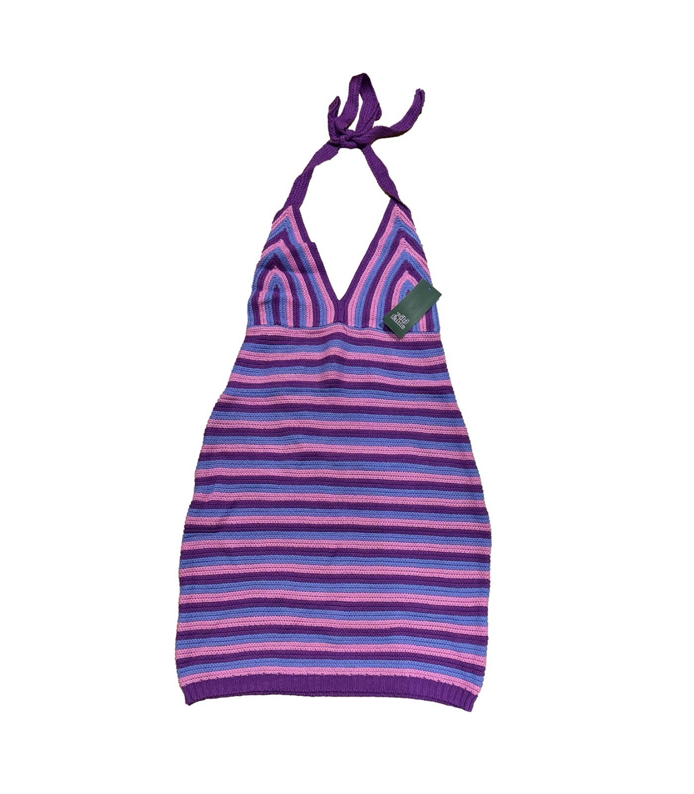 Women’s Sleeveless Bodycon Sweater Dress – Wild Fable Purple Striped XL