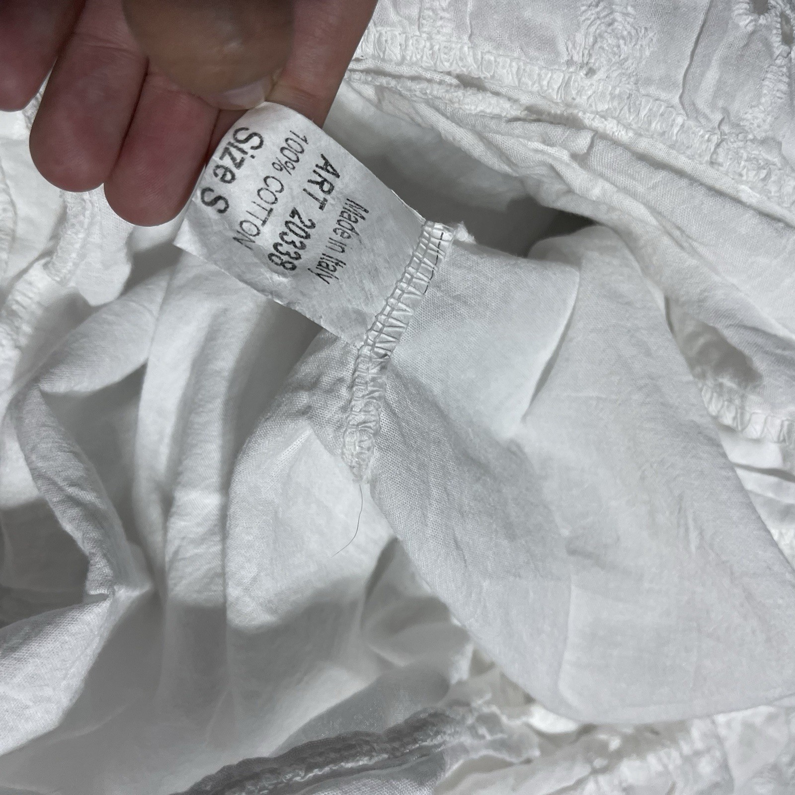 Valentina Naldi Dress Womens Small White Coastal Cottagecore Eyelet Romantic