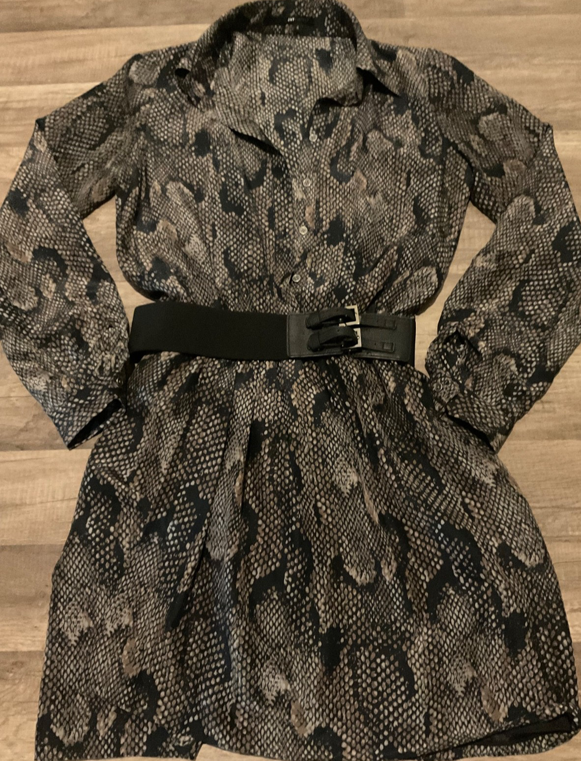 JAY GODFREY WOMENS SNAKESKIN PRINT LONG SLEEVE DRESS (SIZE 4) MULTICOLOR