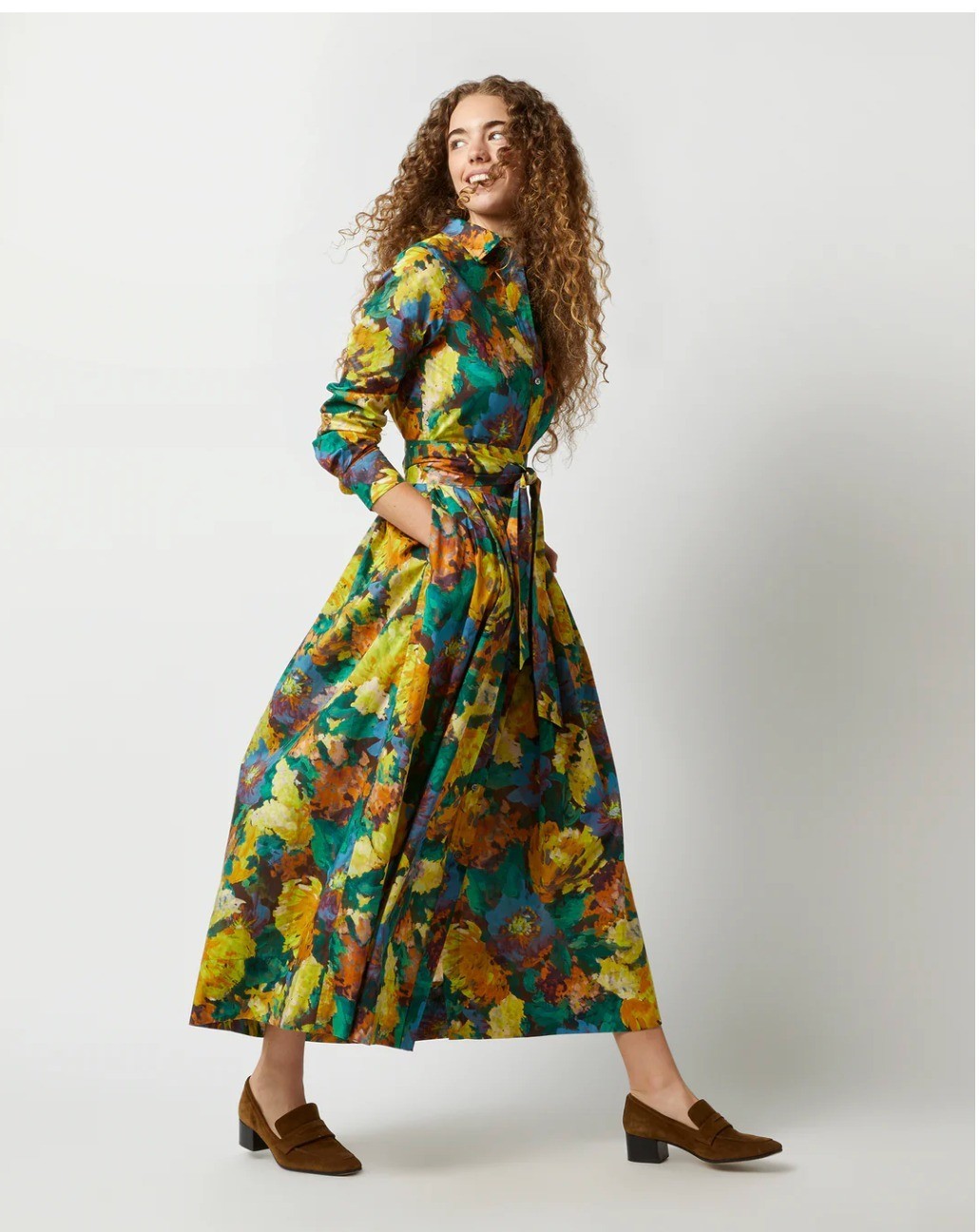 Ann Mashburn S Multi Artists Bouquet Liberty Classic Shirtwaist Maxi Dress NEW