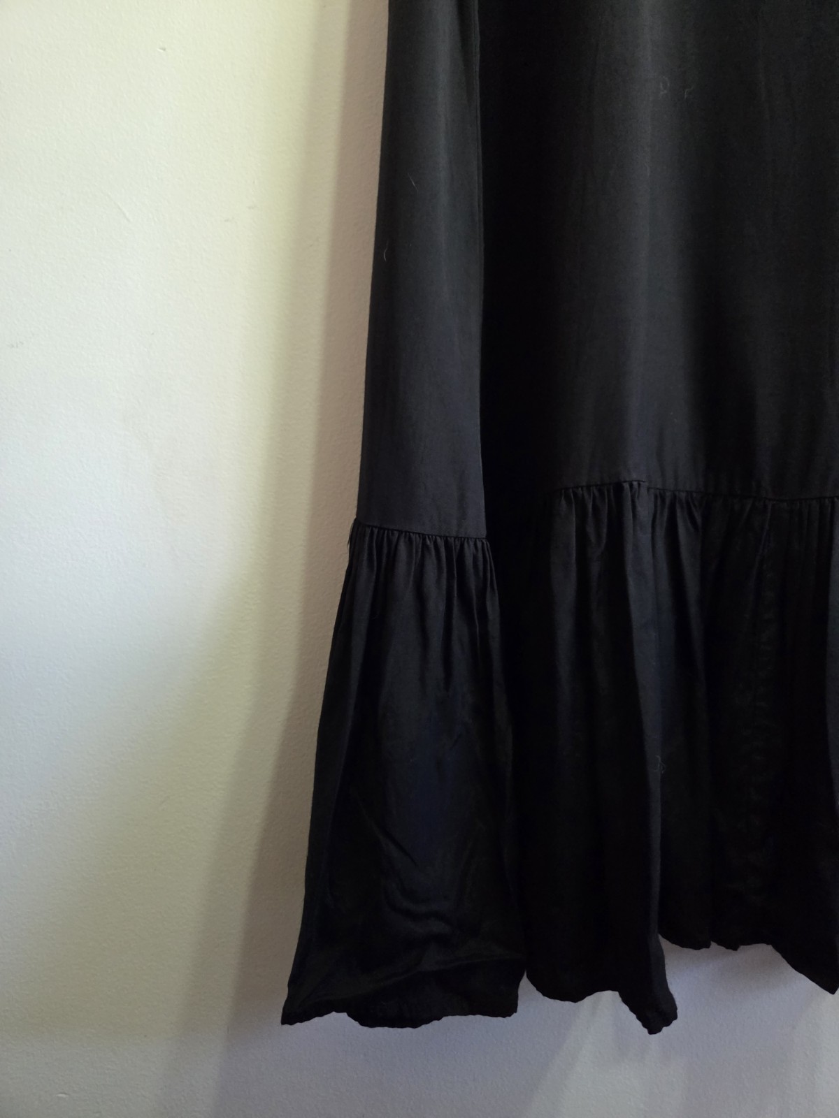 RACHEL GILBERT Size 0 Black Cotton / Viscose Beaded Ruffle Lined Maxi Dress
