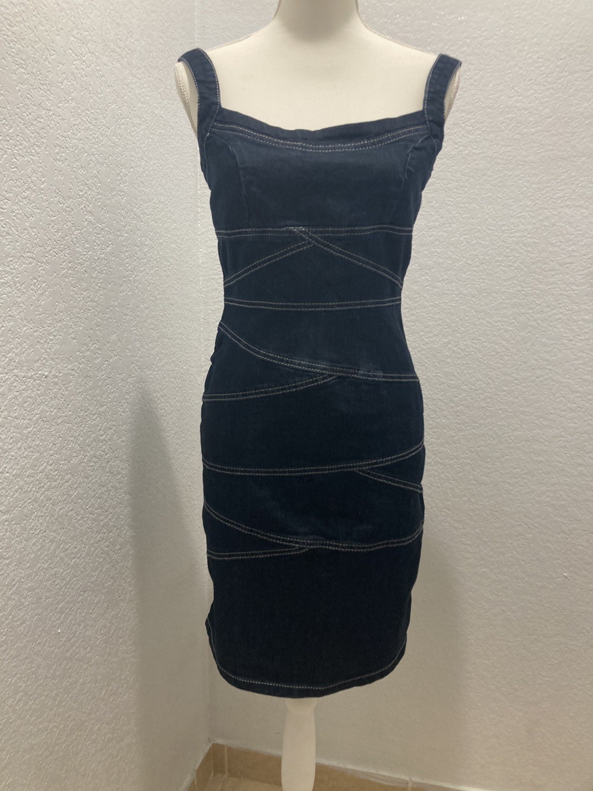 Boom Boom Dress Womens Medium Dark Denim Sexy 90’s Countrycore Farm Bodycon