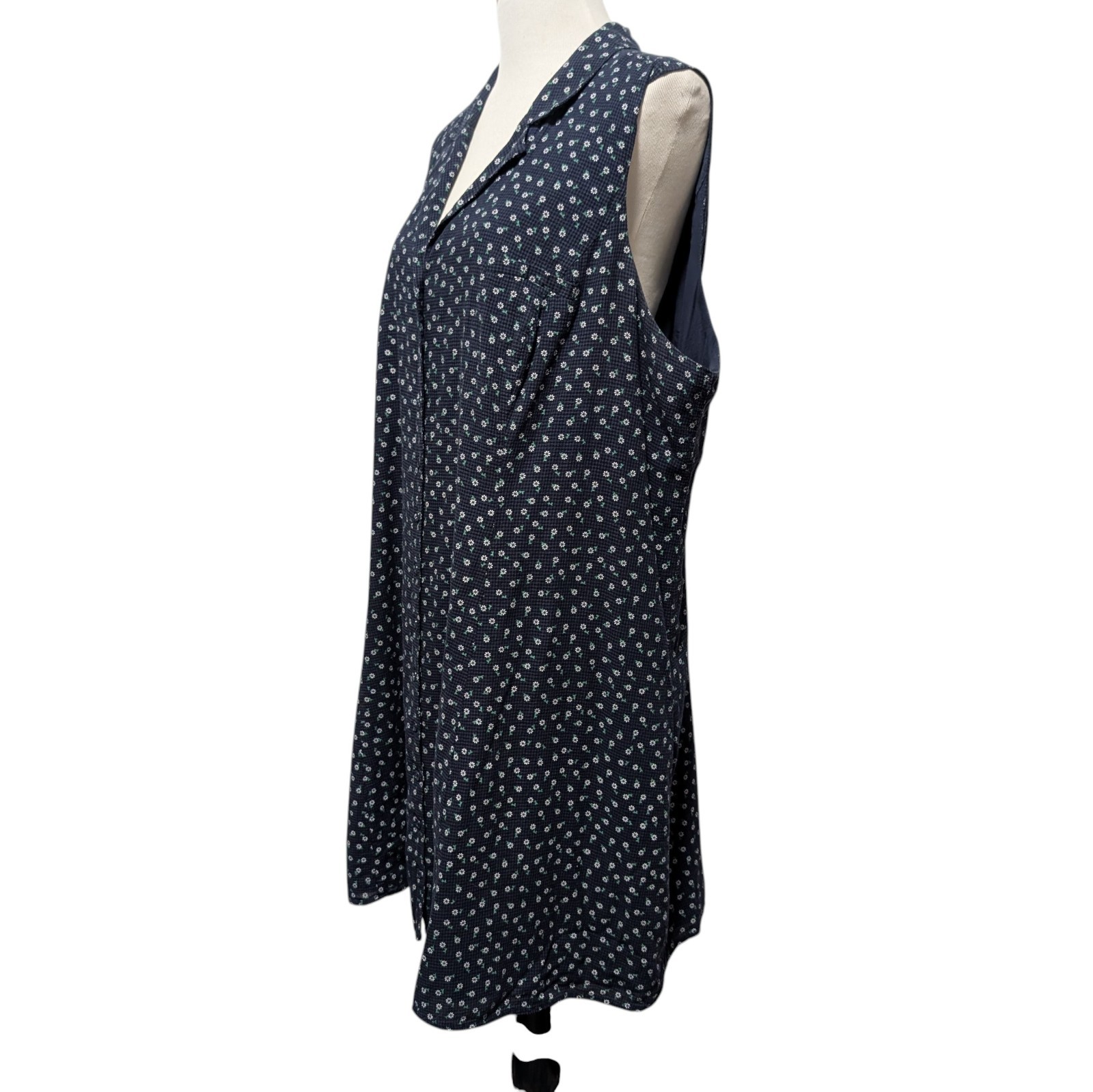 Modcloth Womens Plus Size 26 Blue Daisy Printed Sleeveless Back Tie Tent Dress