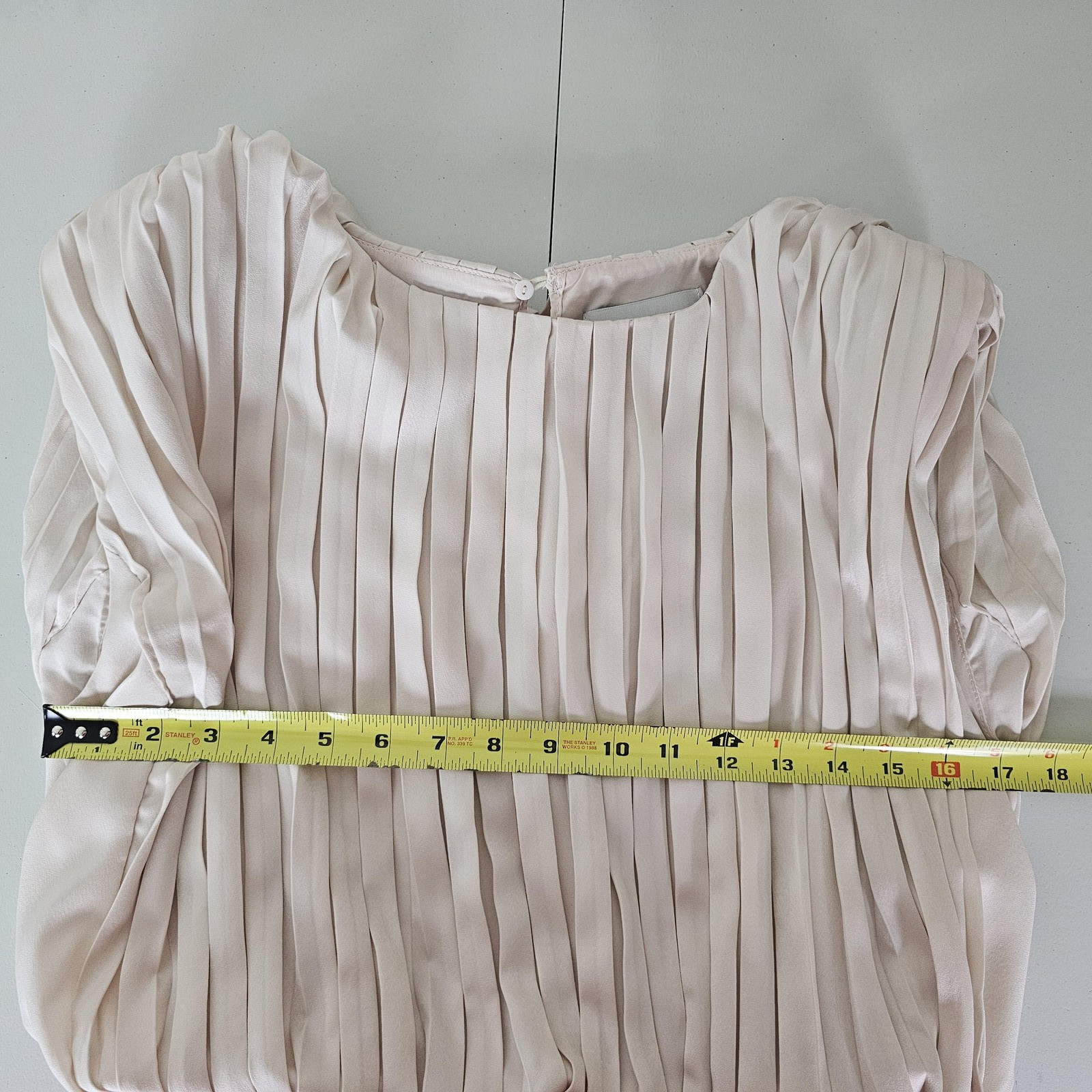 Hausen Dress Womens Medium Beige Pleated Sleeveless Blouson Mini Party Dressy