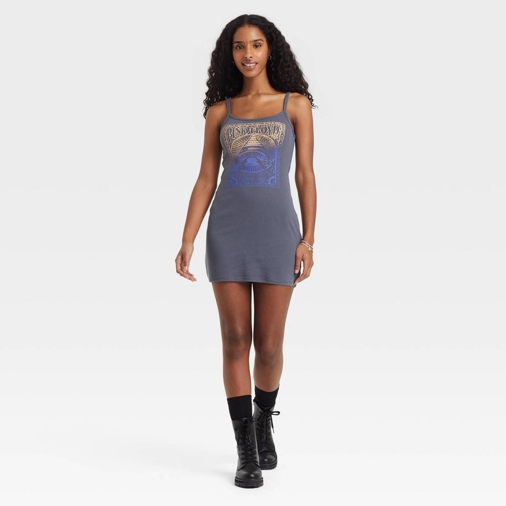 Women’s Pink Floyd Sleeveless Graphic Bodycon Dress – Gray