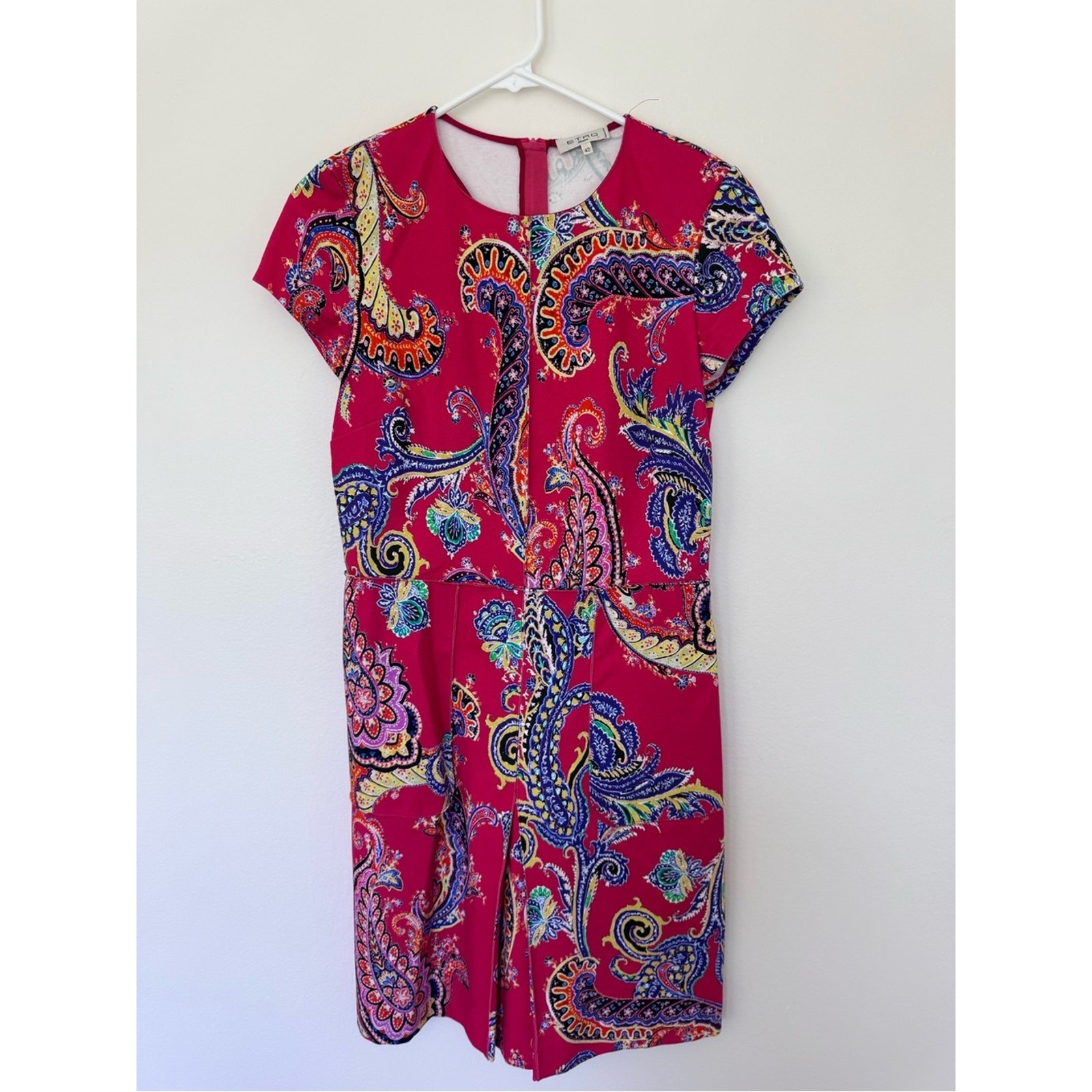 Etro Milano Knit Paisley Short Sleeve Dress Red size EU42 US6