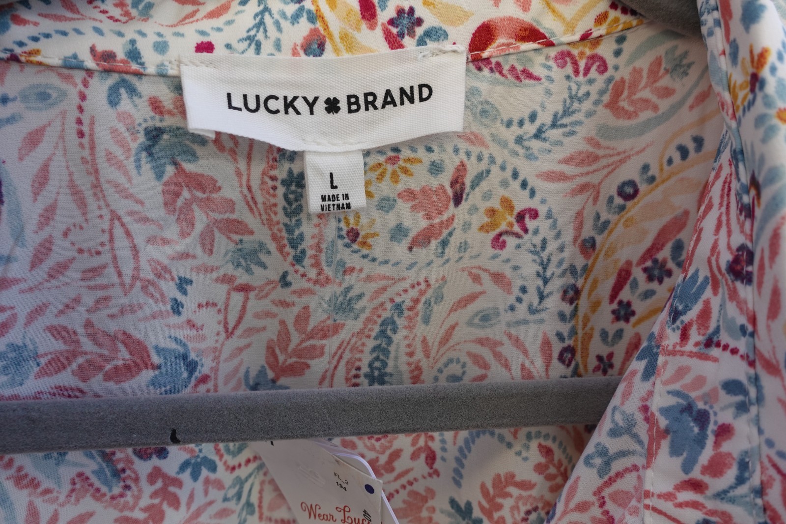 Lucky Brand large Blue pink/Cream Floral Dress STUNNING located NEW dal 45