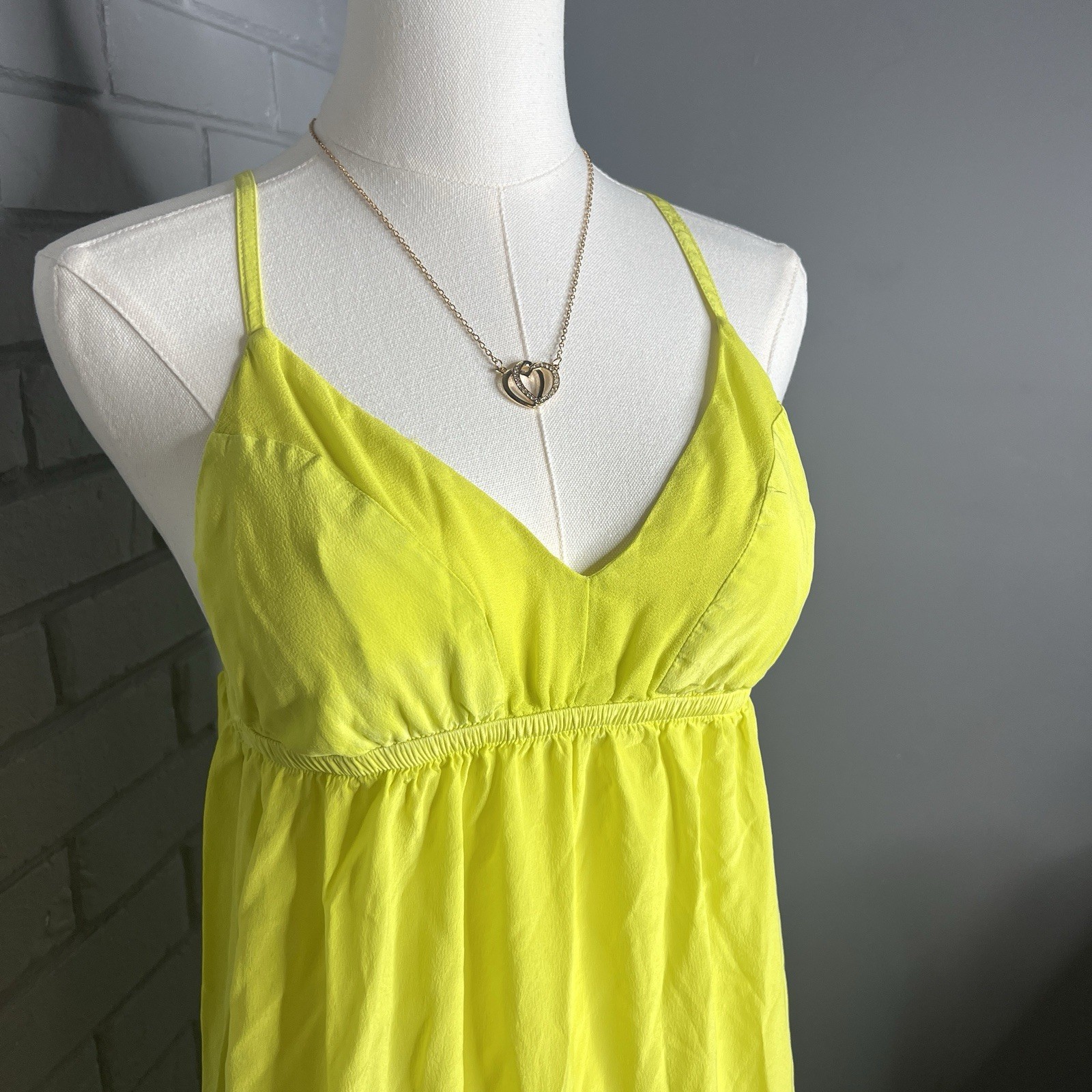 Gypsy 05 Triangle Spaghetti Panel V-Neck Cami Dress in Sky & Lime Size XS