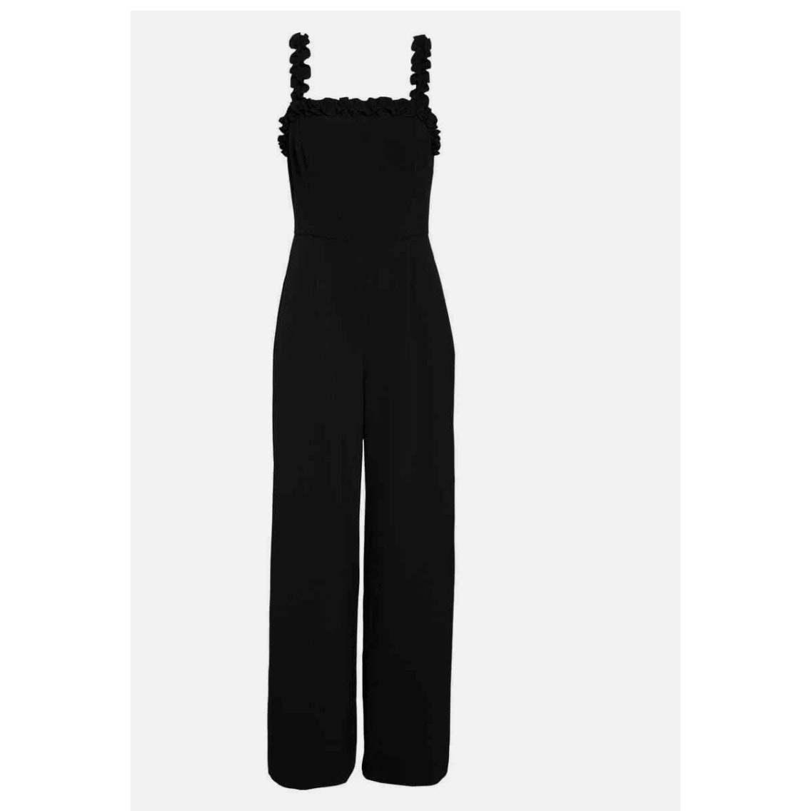 CHELSEA28 Black Ruffle Trim Square Neck Pocket Crepe Pant Jumpsuit 14 Nordstrom
