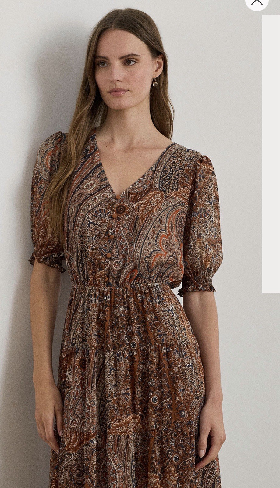 New RALPH LAUREN 18W Plus PAISLEY Belted Crinkle Georgette Dress $225