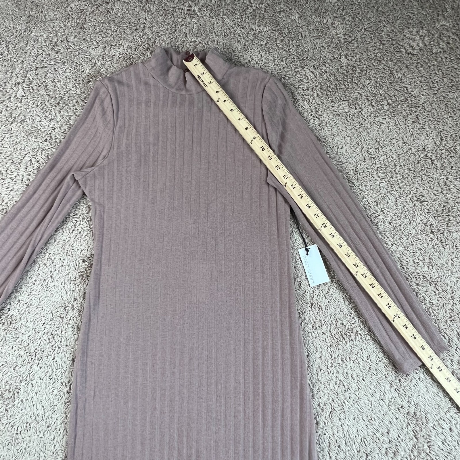 FLORET STUDIOS Womens Mocha Mock Neck Knit Midi Dress XL Side Slit Back Cutout