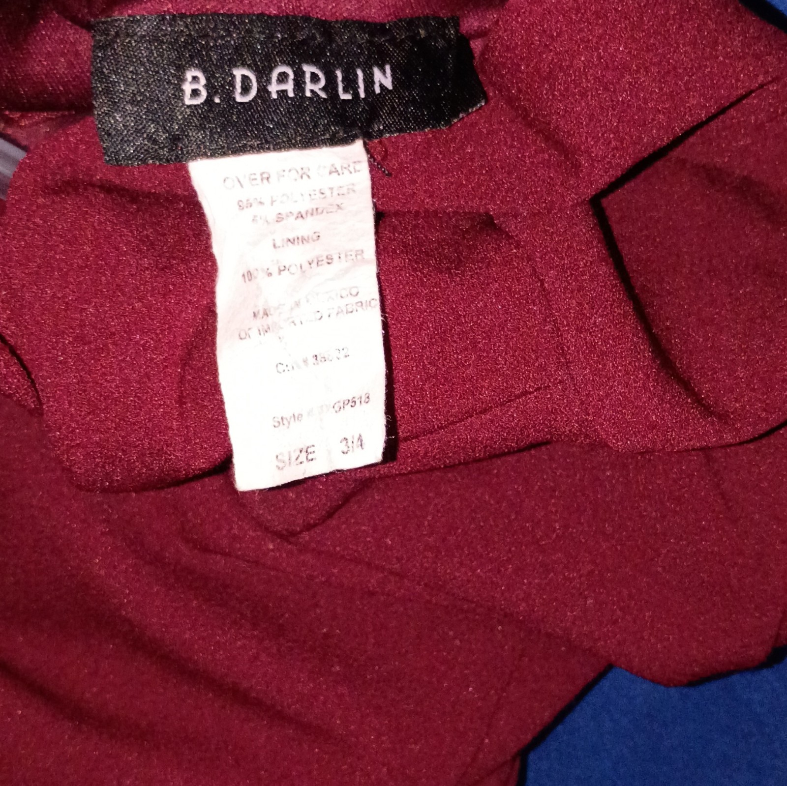 B. Darlin Burgundy Fit & Flare Dress Juniors 3/4 Lined Bow Back Zip GP518