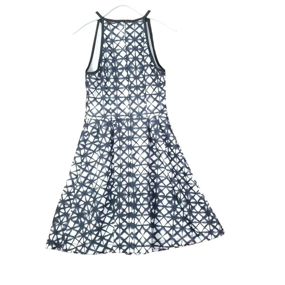 Mossimo Womens Retro Shibori Geometric Fit Flare Dress M Black High Neck Halter