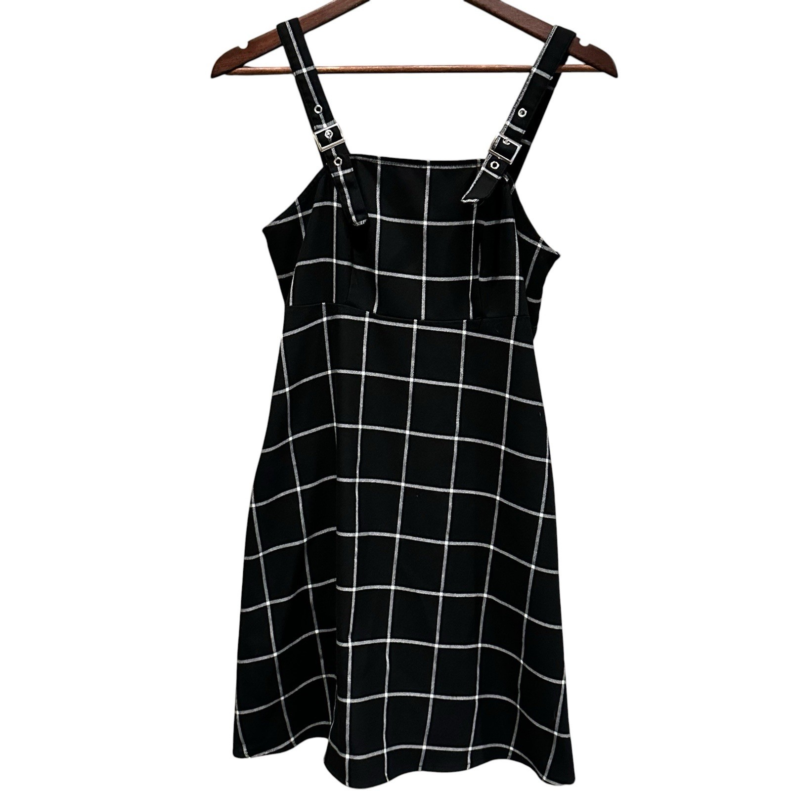 Hot Topic Black and White Buckle Strap Overall Dress Women’s Size Medium