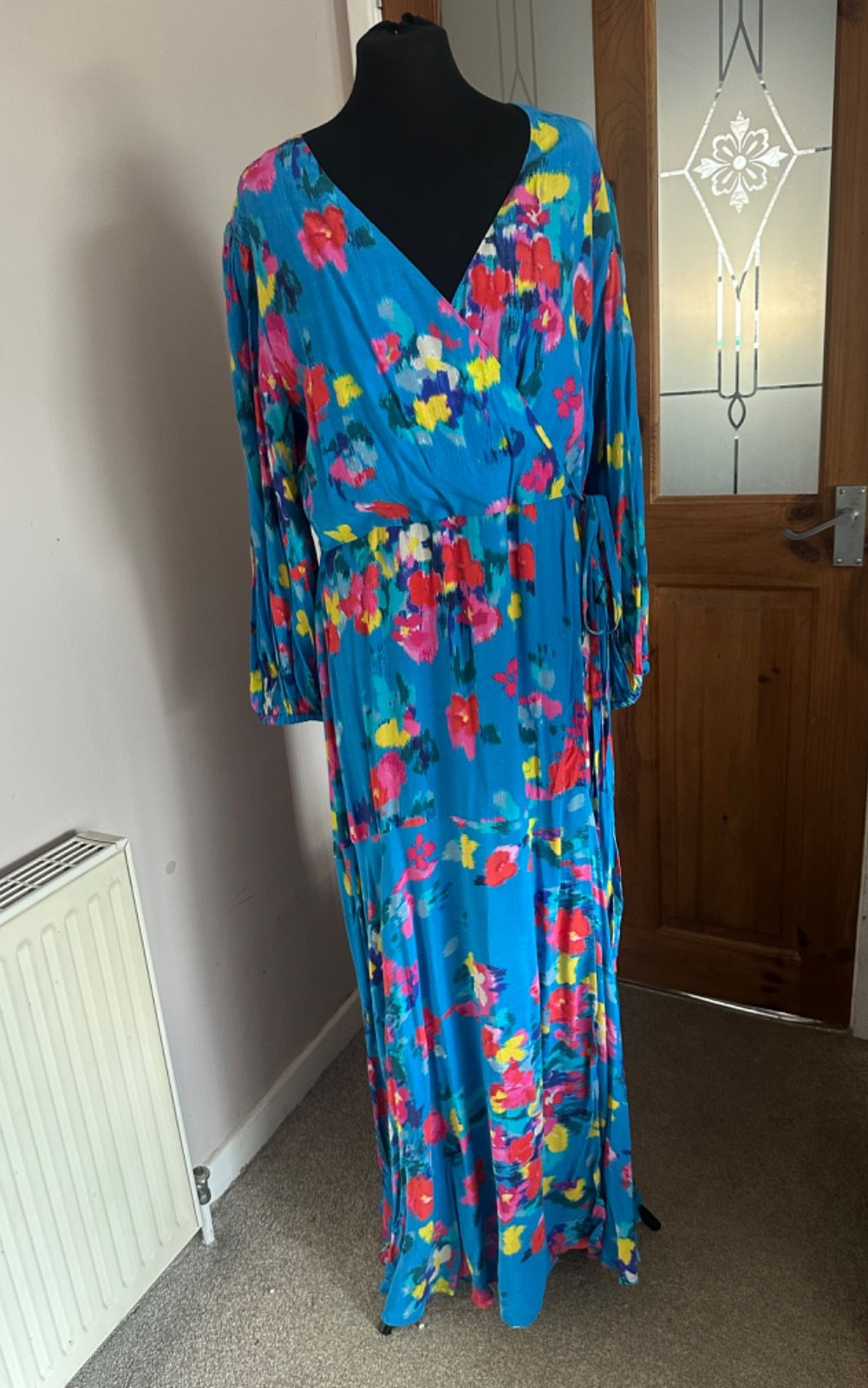 Monsoon floral wrap style long maxi dress size 16