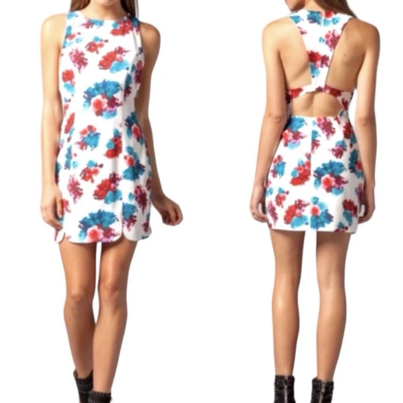LOVERS+FRIENDS, Revolve Jetset Cutout Skater Dress in Floral Bouquet Size Small
