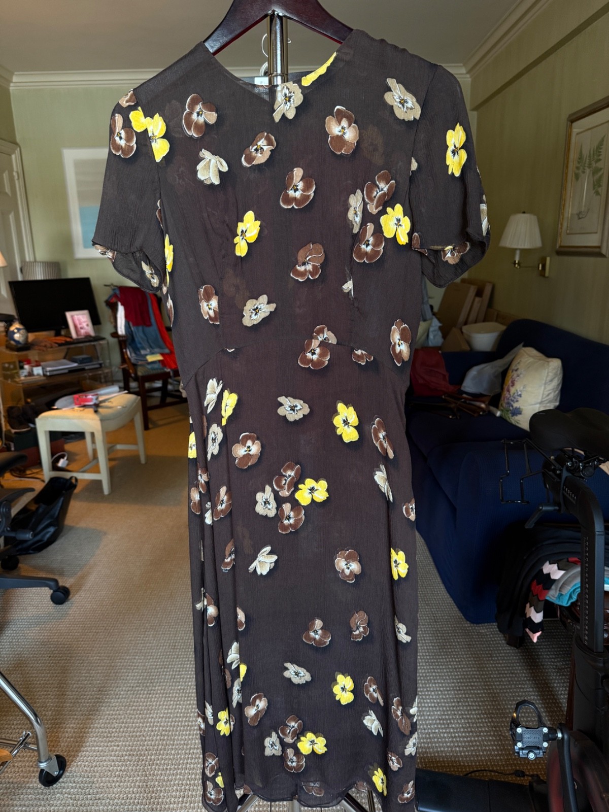 Prada Archival Fall/Winter 2000 Ready-to-Wear Silk Georgette Pansy Print Dress