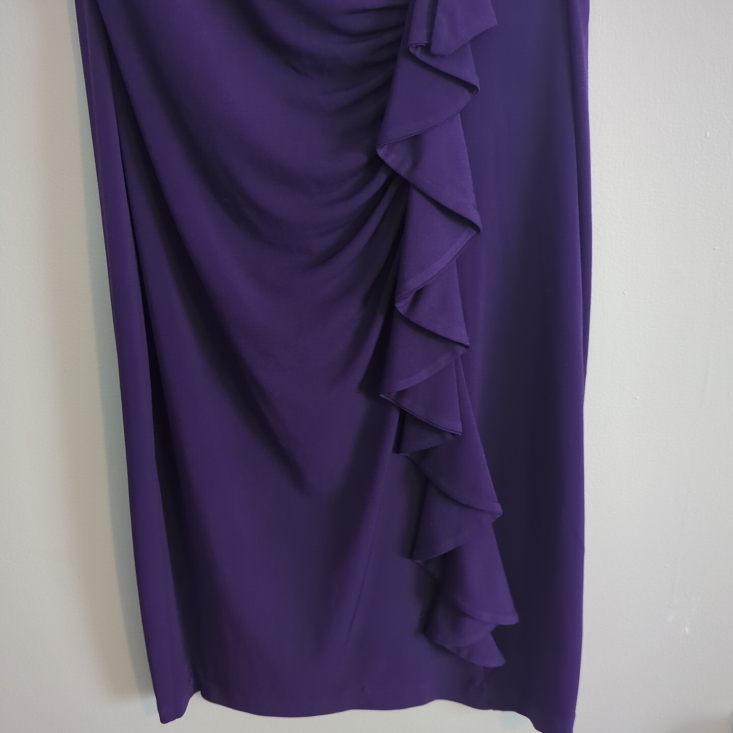 Enfocus Studios Purple Solid Sleeveless Lined Slimming Ocassion DRESS Size 4