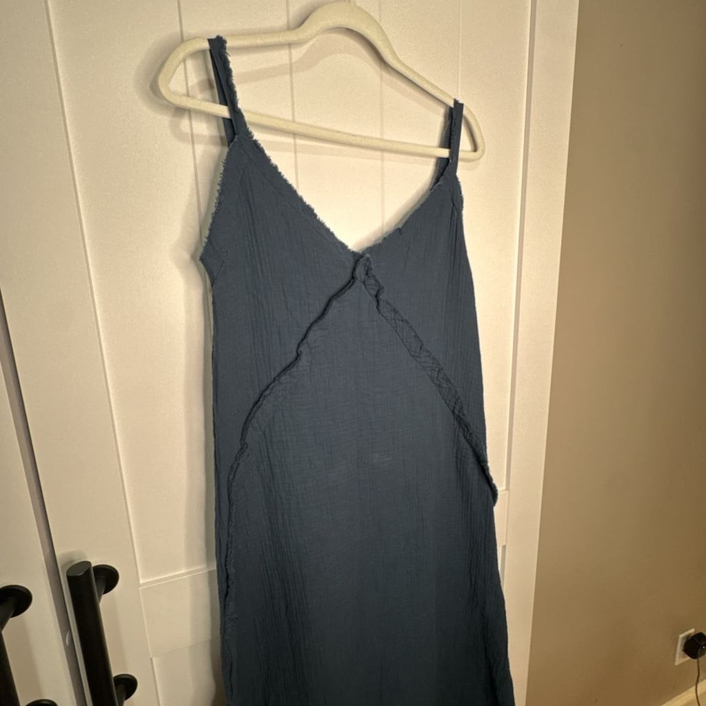 Blanca Gauze Midi Dress in Navy Blue Size 8