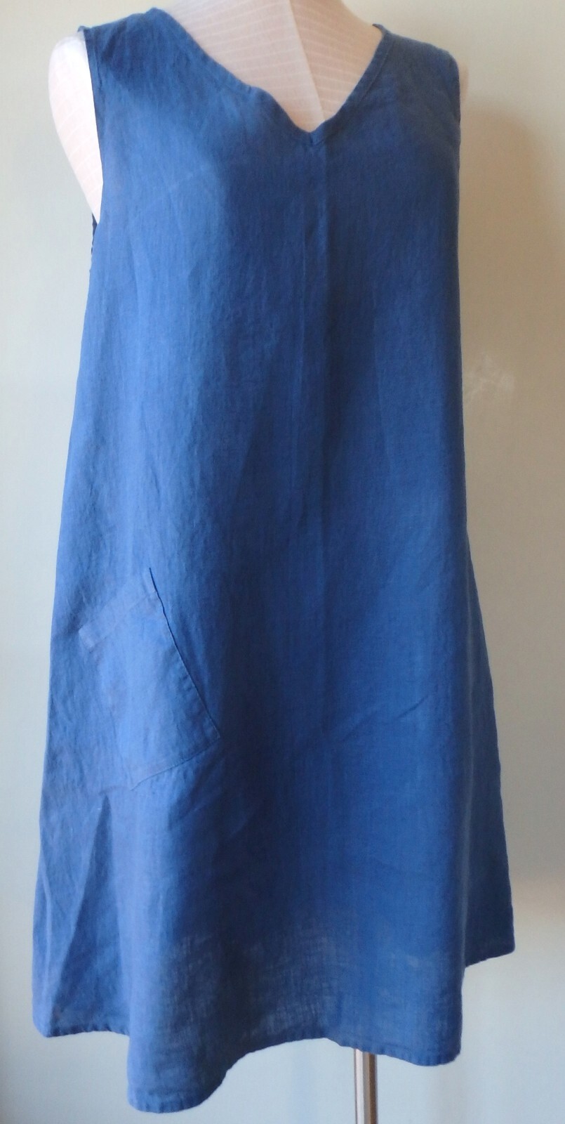 FLAX Designs Linen Dreamy Dress M & L NWOT Shift Dress DELFT BLUE