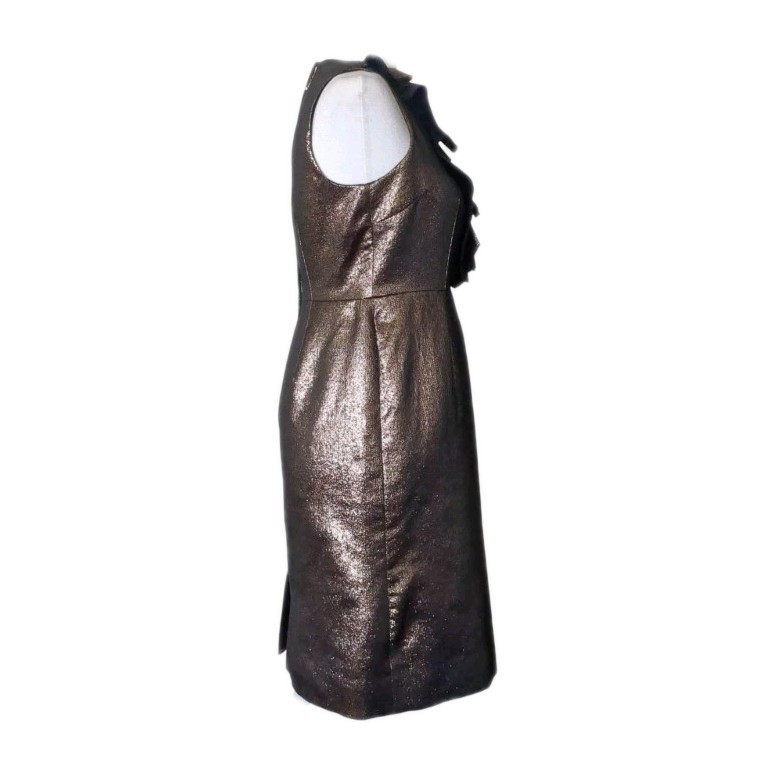 MAIN CHARACTER ENERGY ONLY 💅✨KATE SPADE Metallic Bronze Ruffle “Vannie” Dress 4