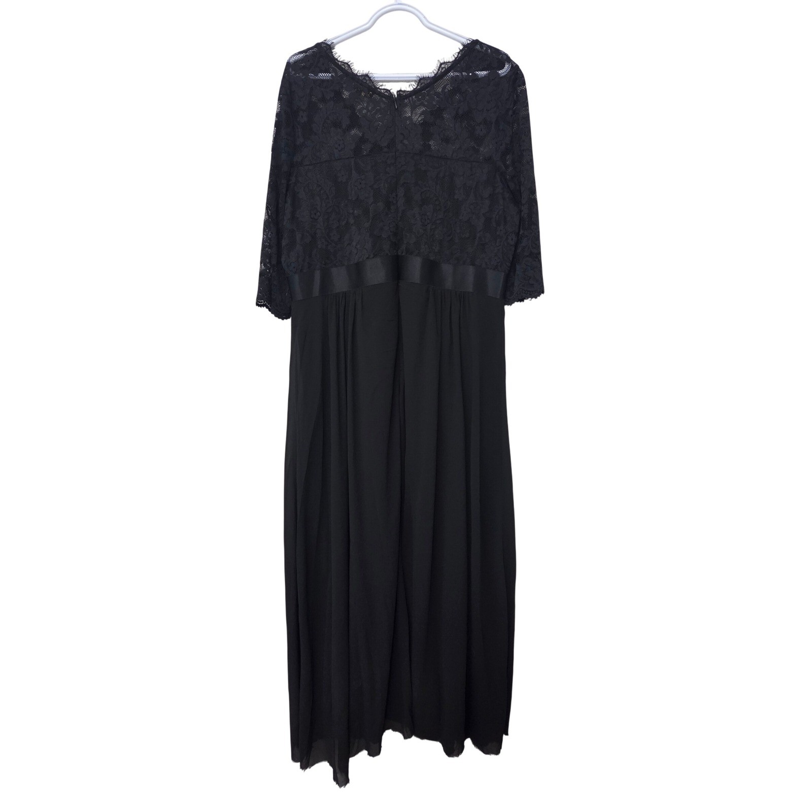 Miusol Black Floral Lace Maxi Dress 2XL / 3XL Formal Evening Gown 3/4 Sleeve