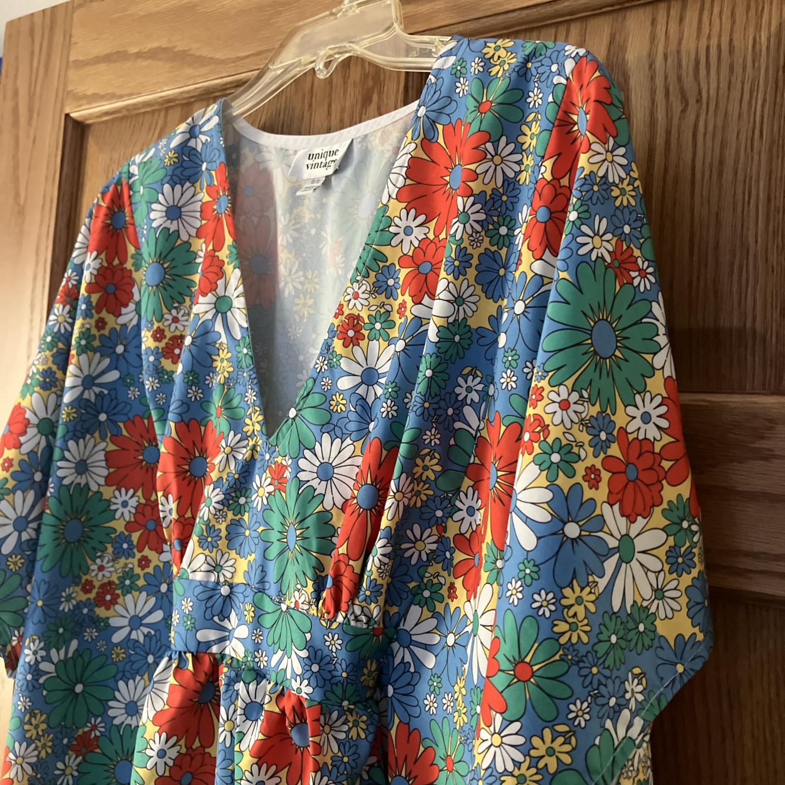 NWOT “Unique Vintage” Brand Mod Floral Boho Kaftan Mu Mu Dress Sz OS Mrs Roper!
