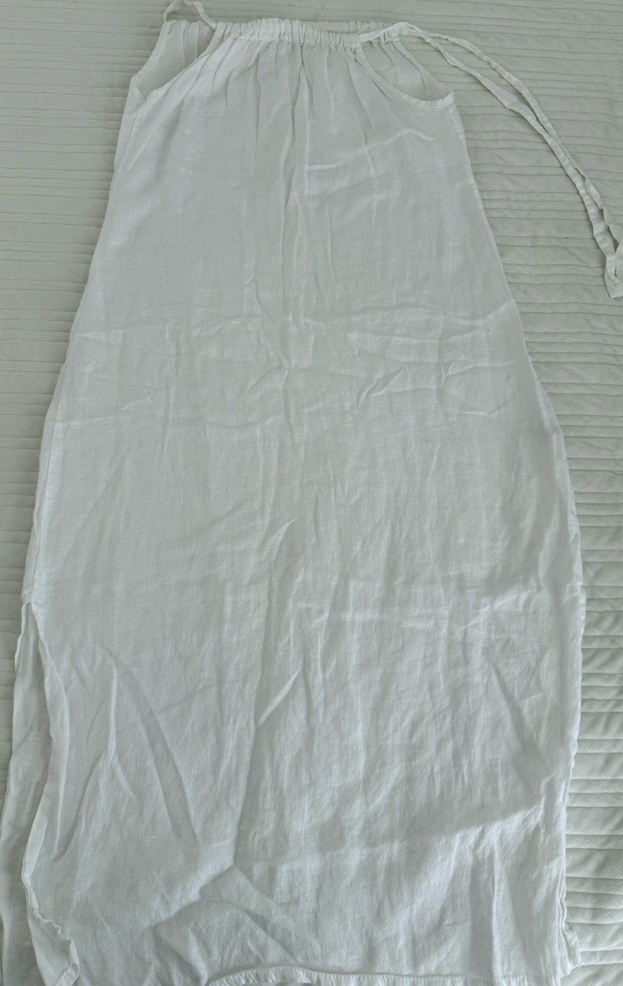 BELLAUMBIA Made In Italy Long WHITE 100% Linen Sleeveless Dress – size S