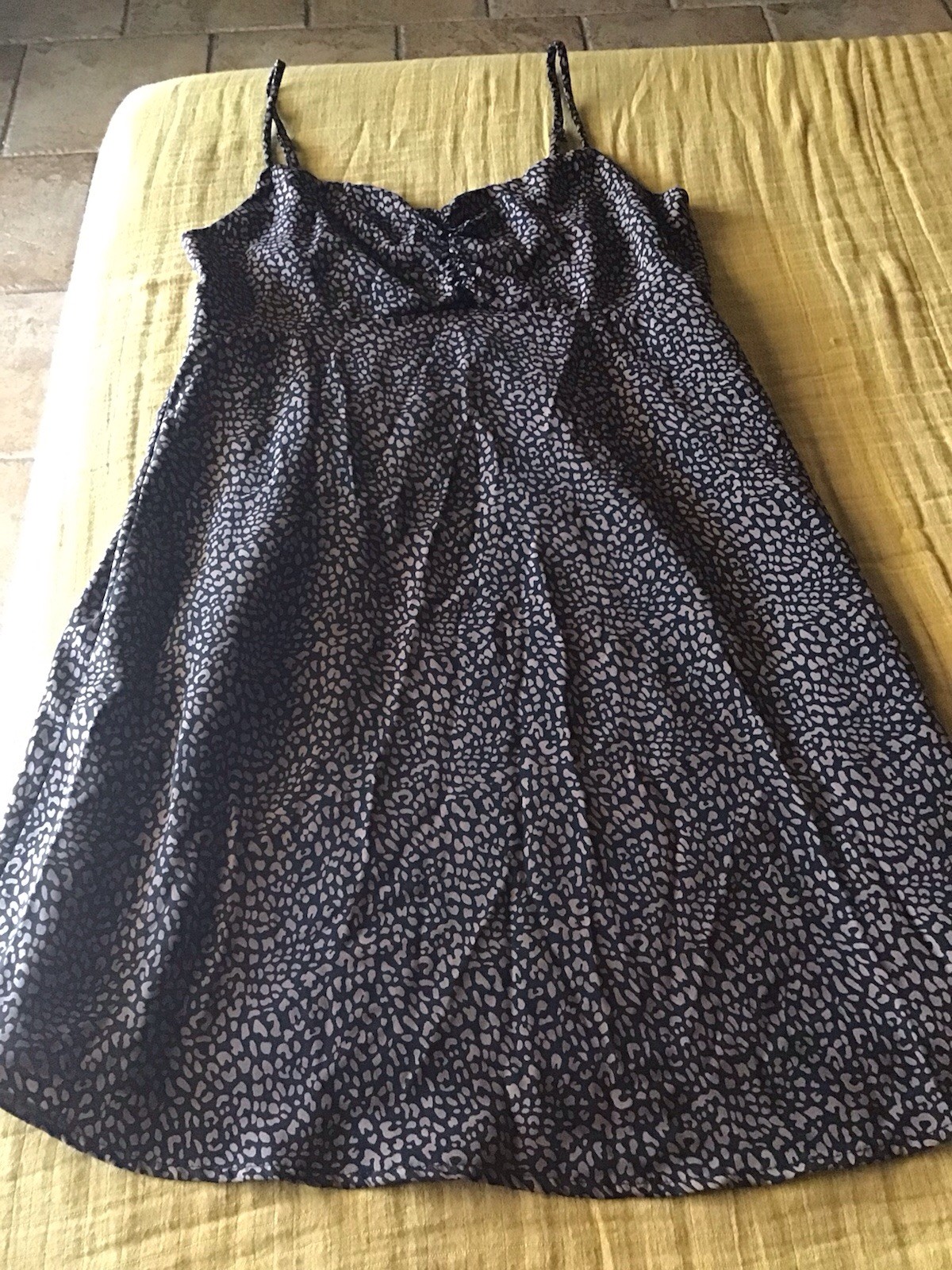 Cheetah Silky Dress Dark Brown And Black Design Size Small