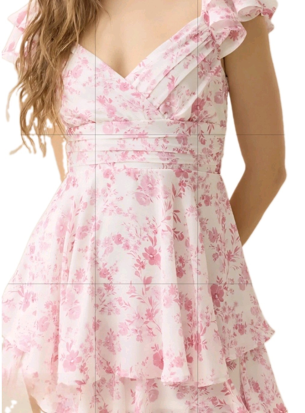 Alter’d State Lainey Double Layered Romper (M), white with rose flower print