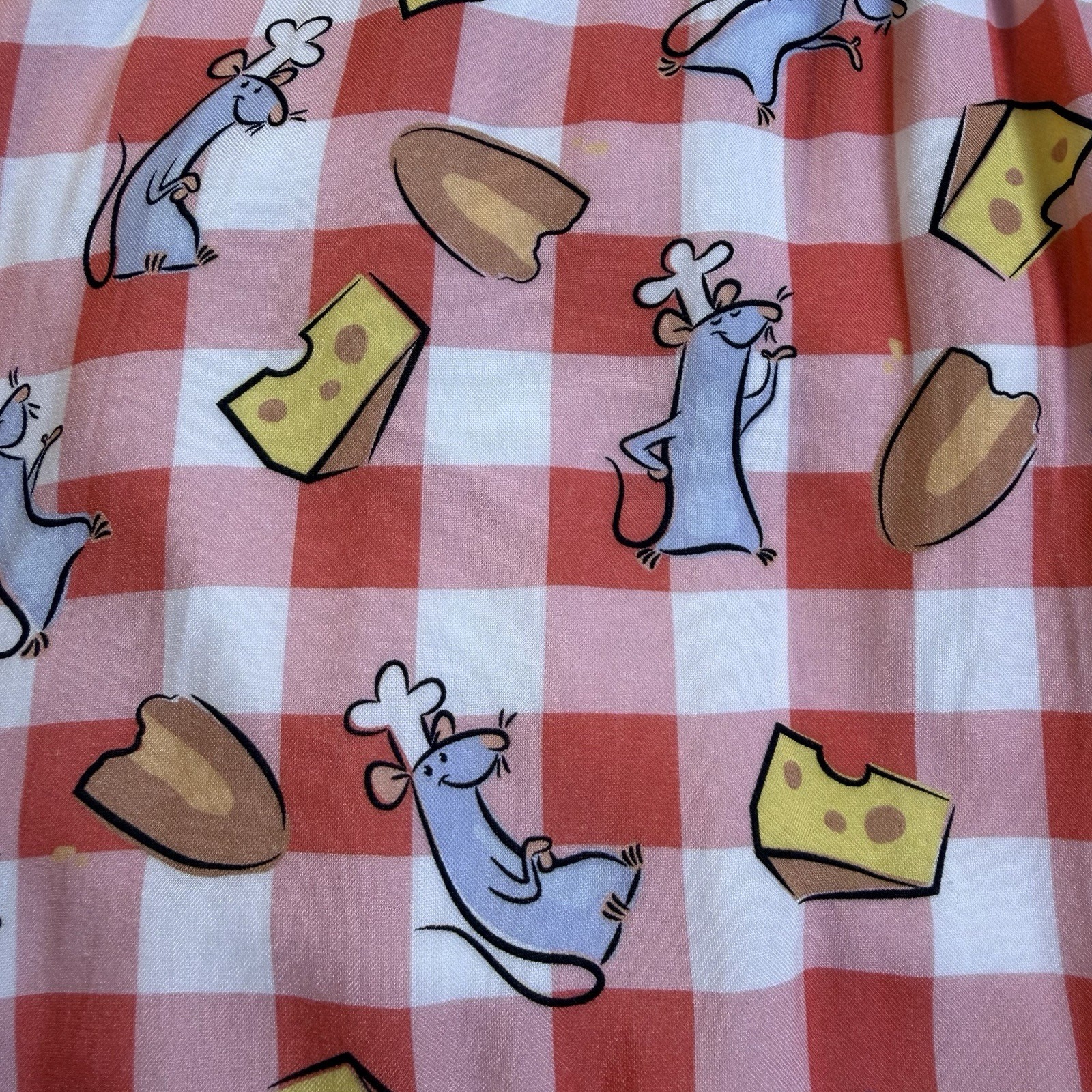 Pixar Ratatouille Remy Gingham Smocked Off-Shoulder Midi Dress Women’s XL