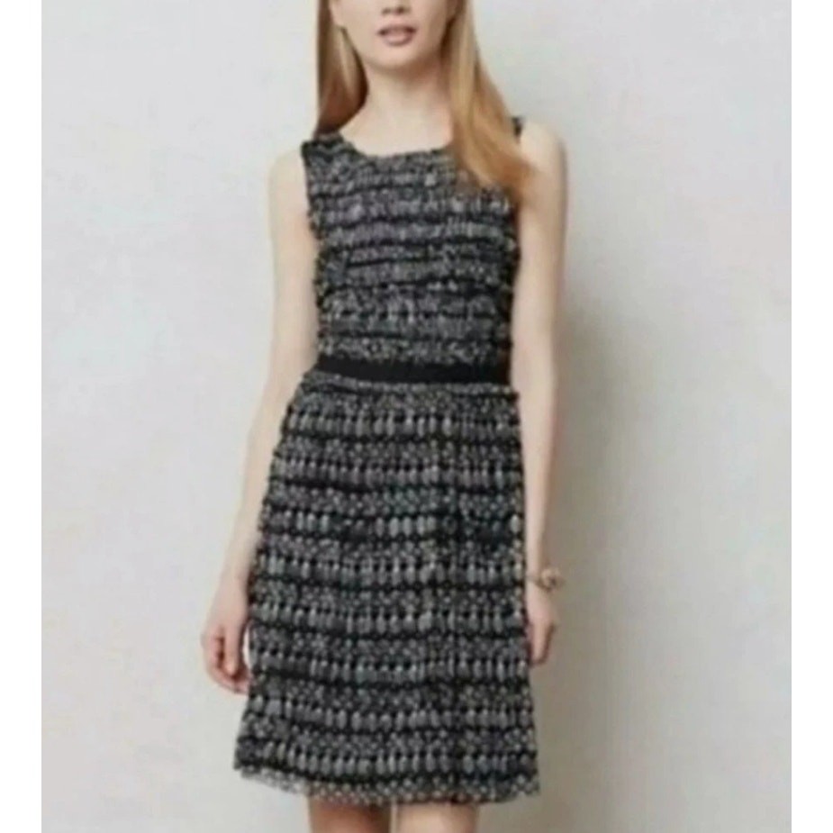 Anthropologie 9Hi5 Poststamp Black & White Ruched Tulle Dress – Size Medium